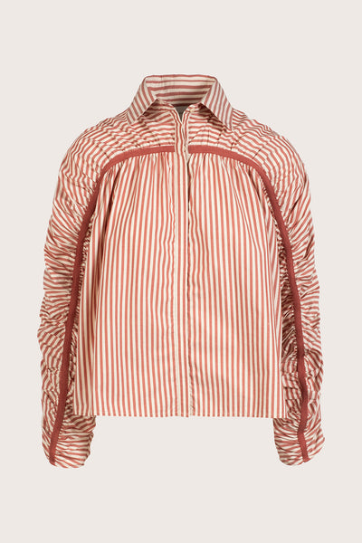 アパルトモン【XIRENA】STRIPEシャツ　ボルドー Scarlet Stripe Monroe Shirt