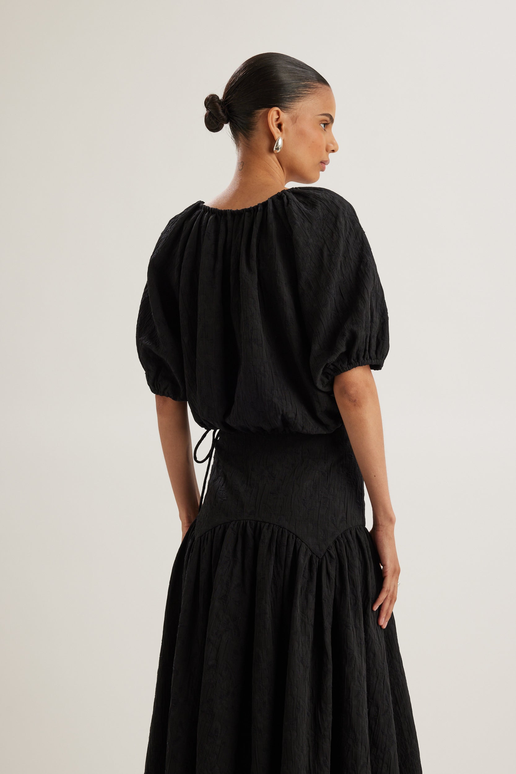 Lotus Top in Black Jacquard