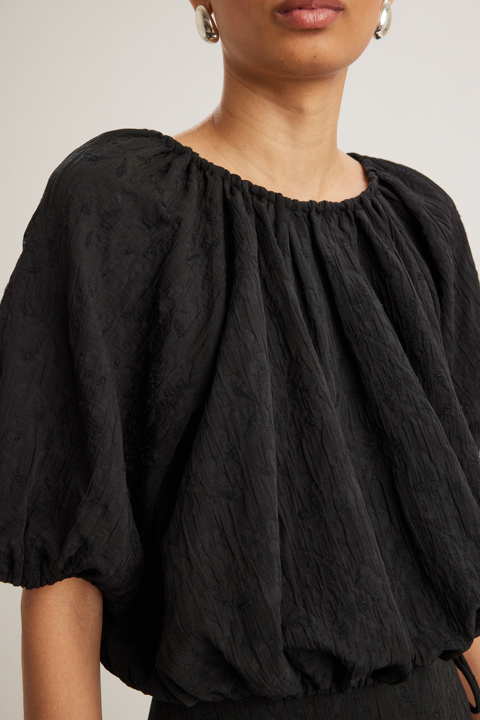 Lotus Top in Black Jacquard