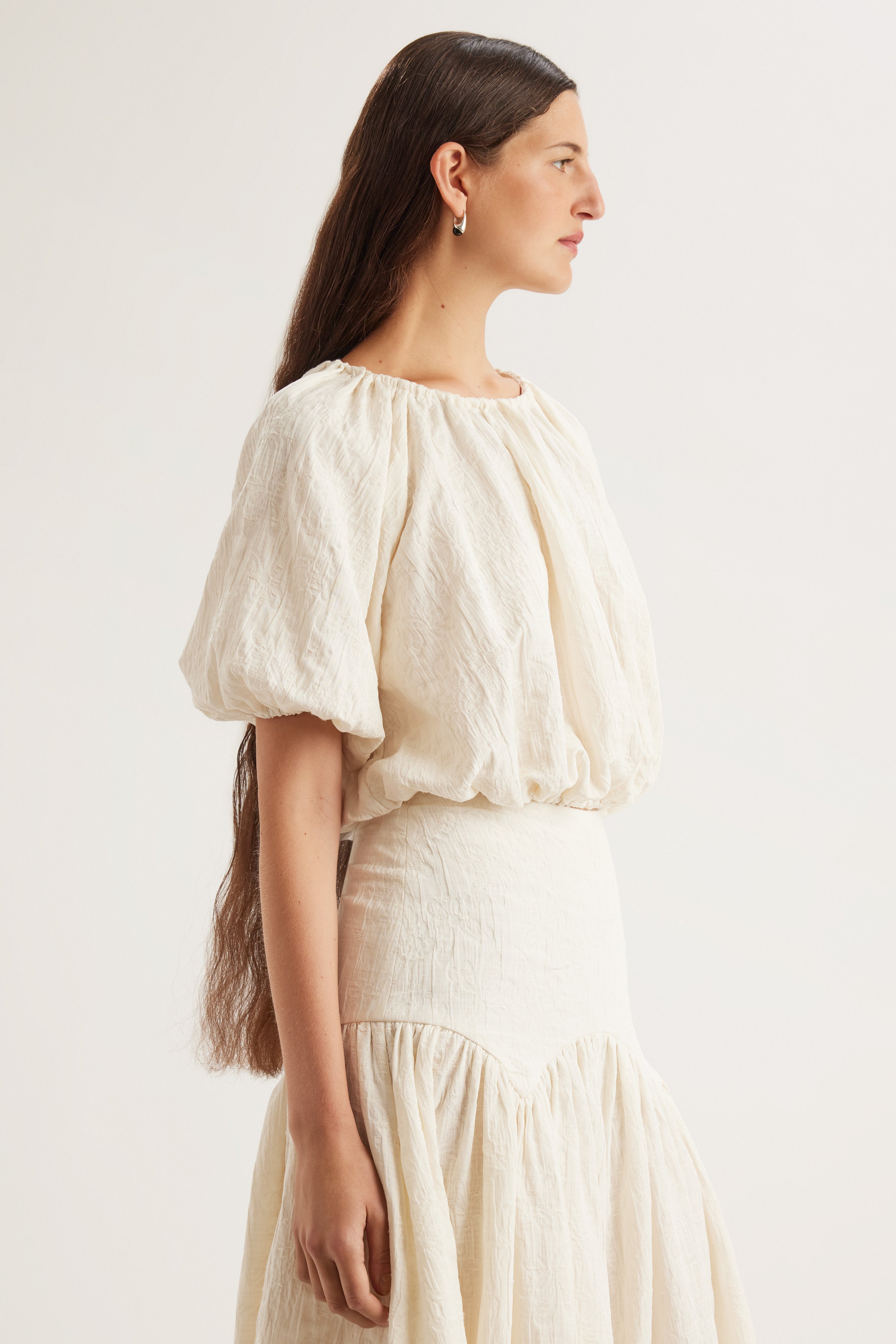 Lotus Top in Cream Jacquard