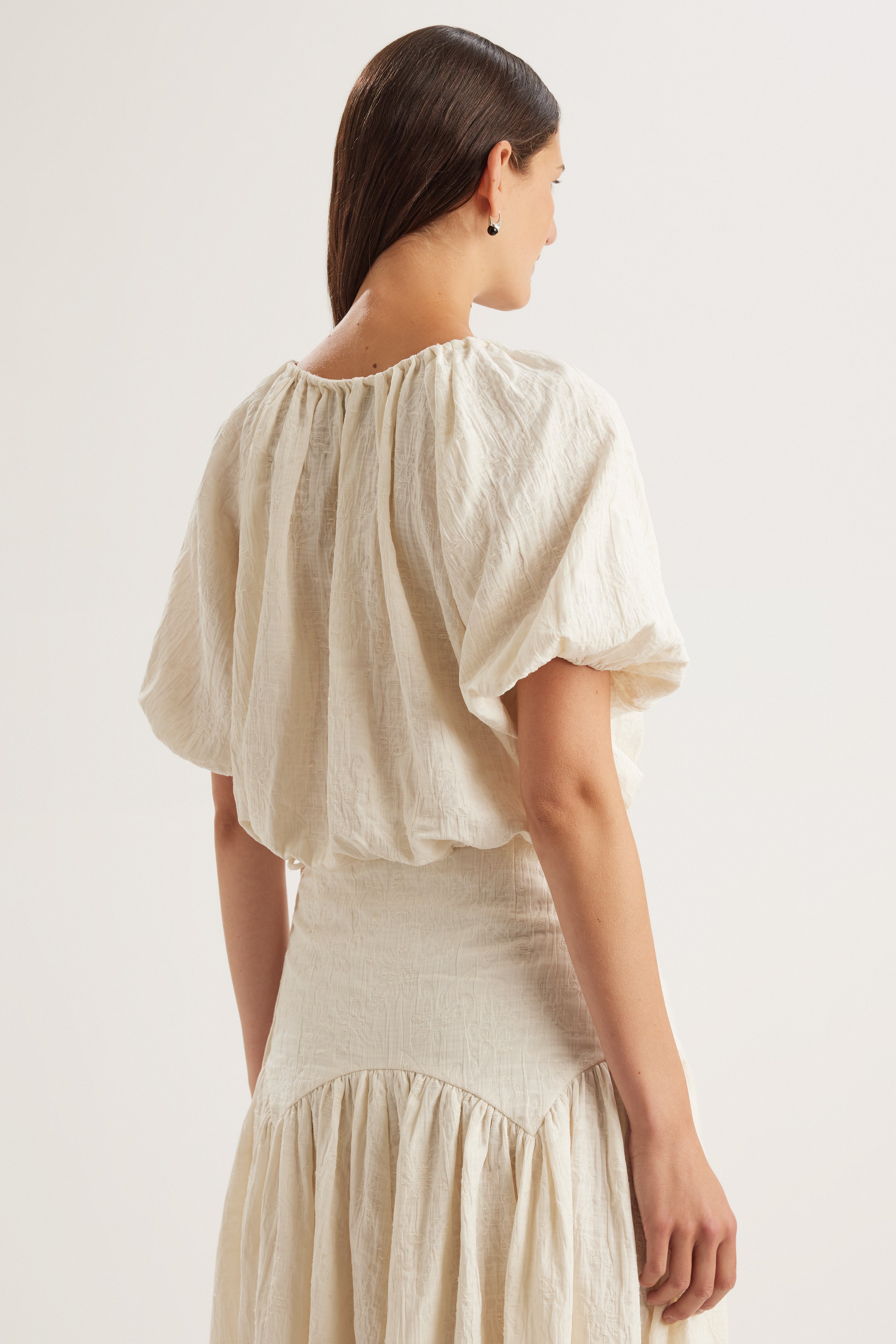 Lotus Top in Cream Jacquard