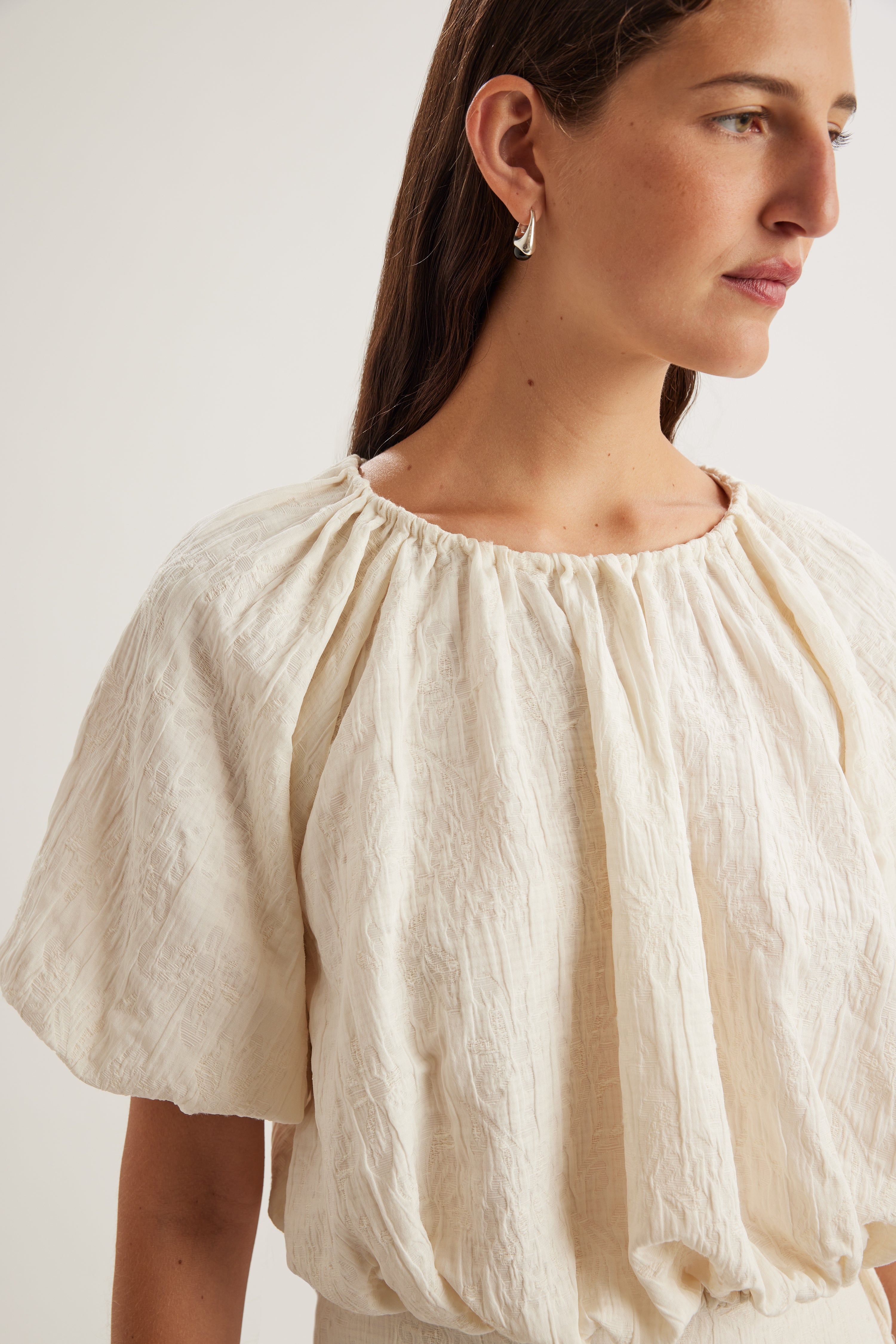 Lotus Top in Cream Jacquard