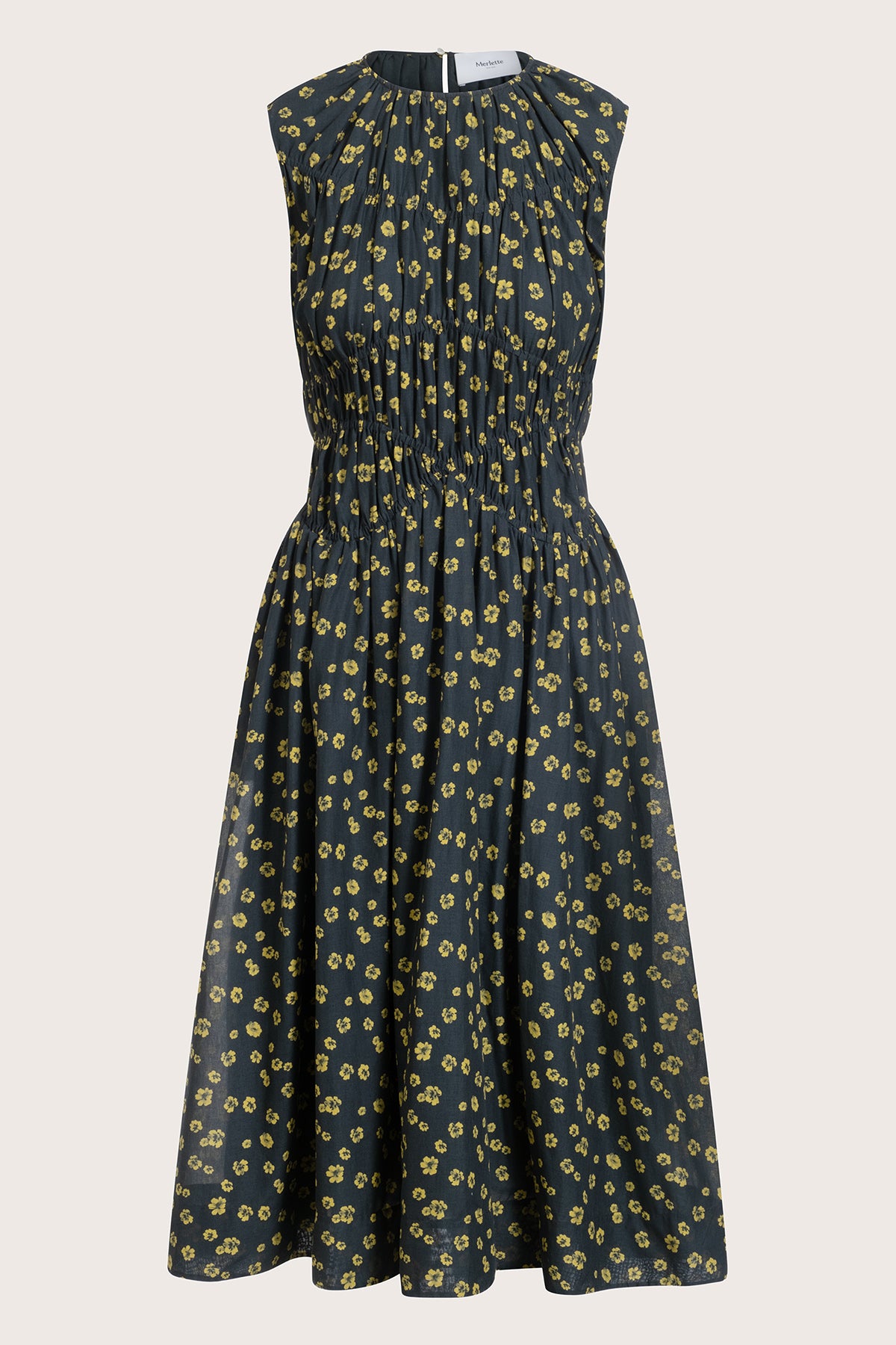 Villard Dress in Lemon Navy Floral Print
