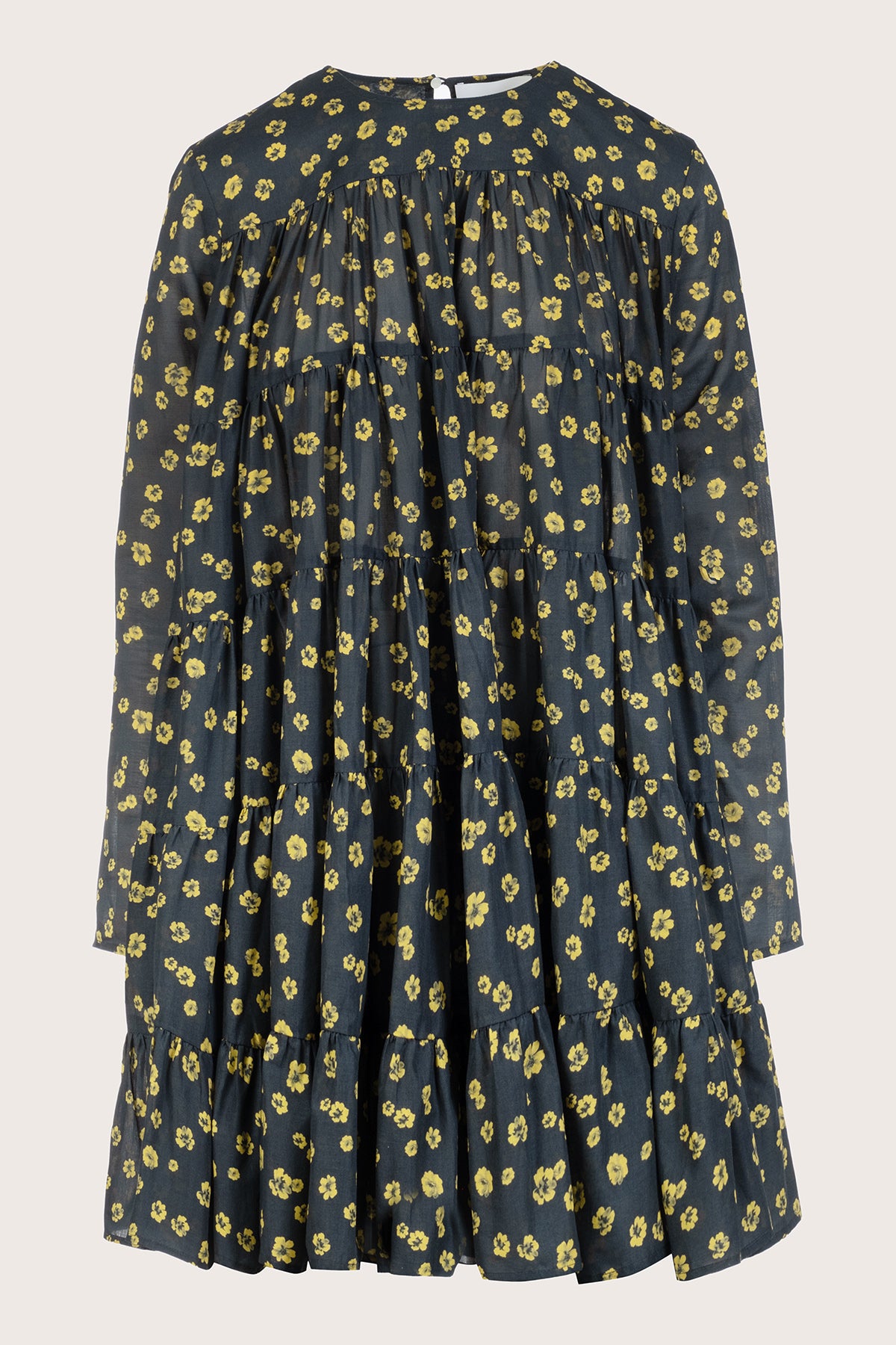 Soliman Dress in Lemon Navy Floral Print