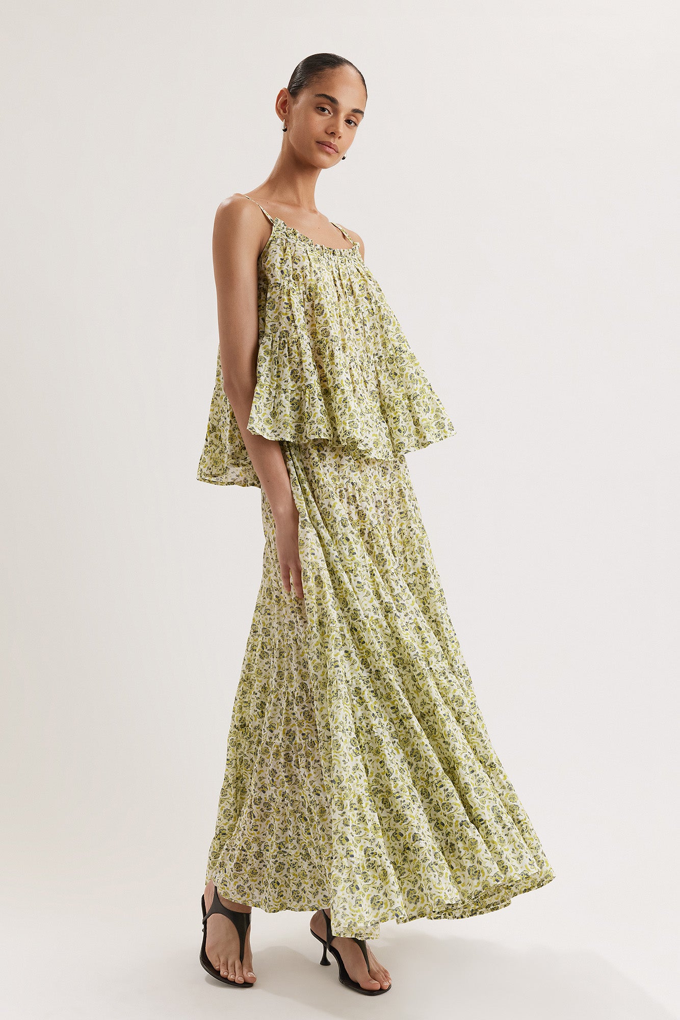 Saaz Top in Lime Floral Print