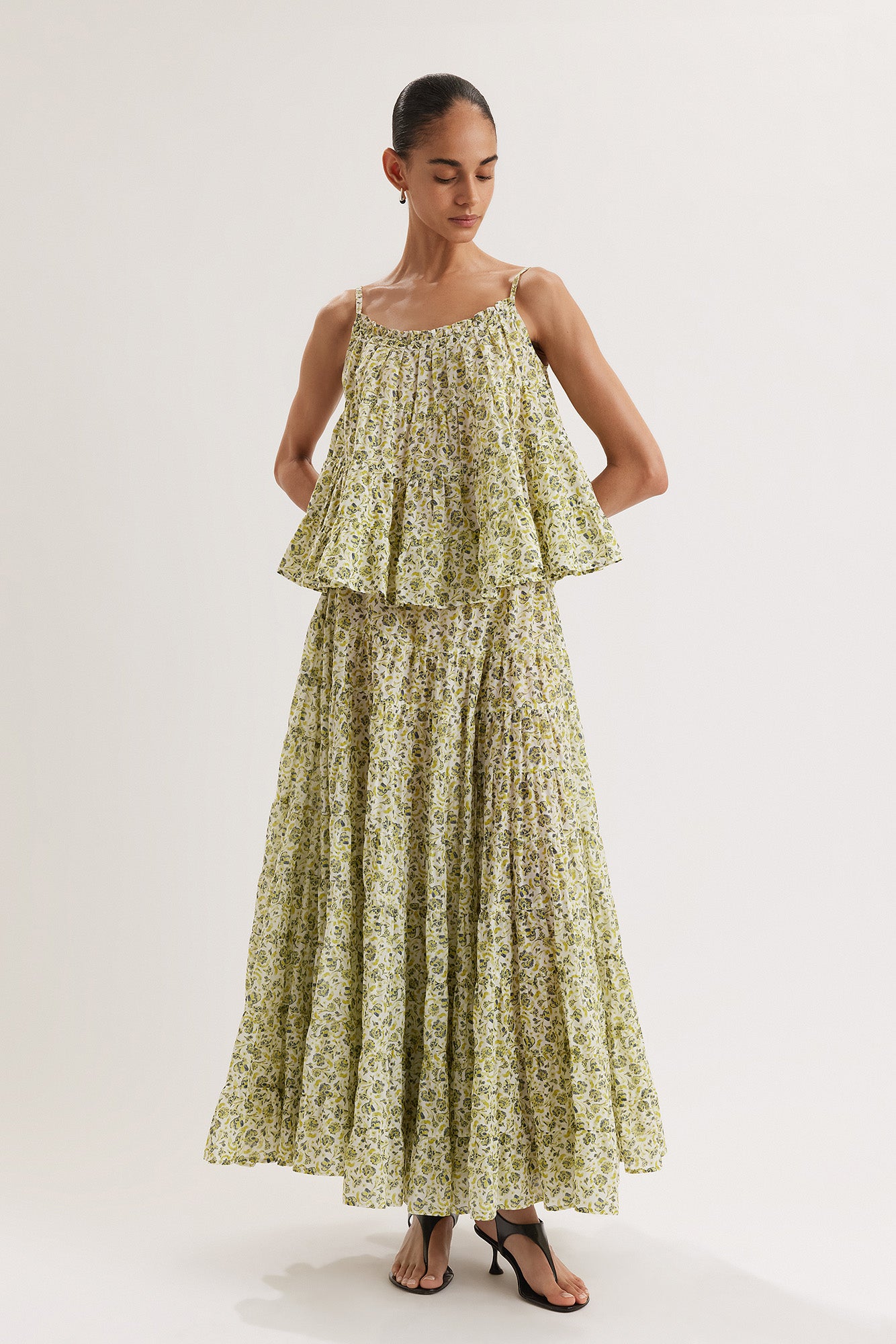 Chandni Skirt in Lime Floral Print