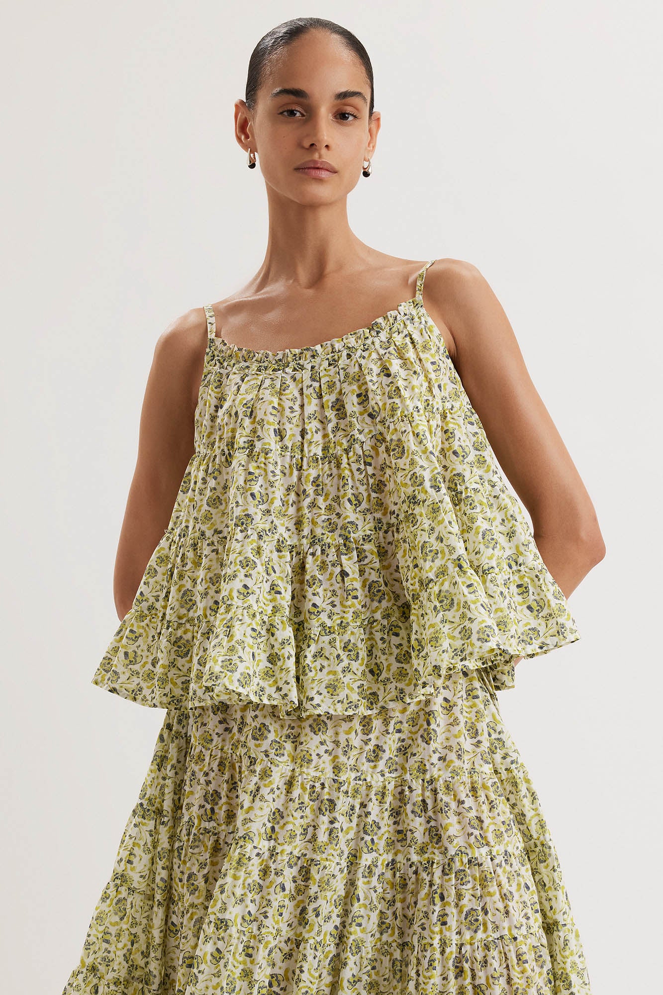 Saaz Top in Lime Floral Print