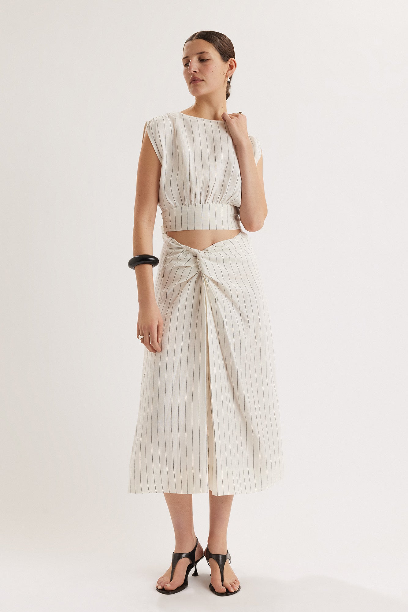 Mehar Skirt in Ivory Black Stripe
