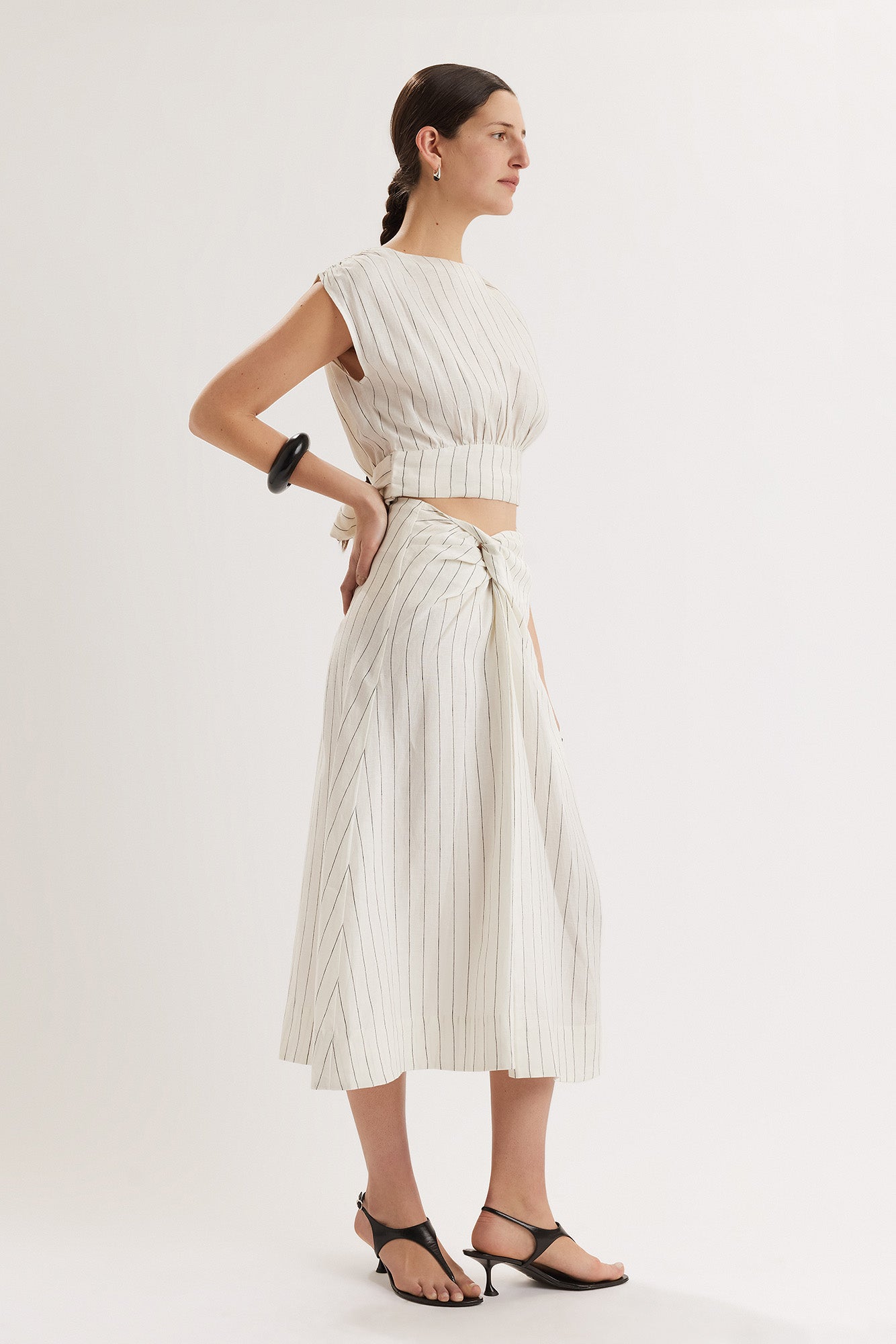 Mehar Skirt in Ivory Black Stripe