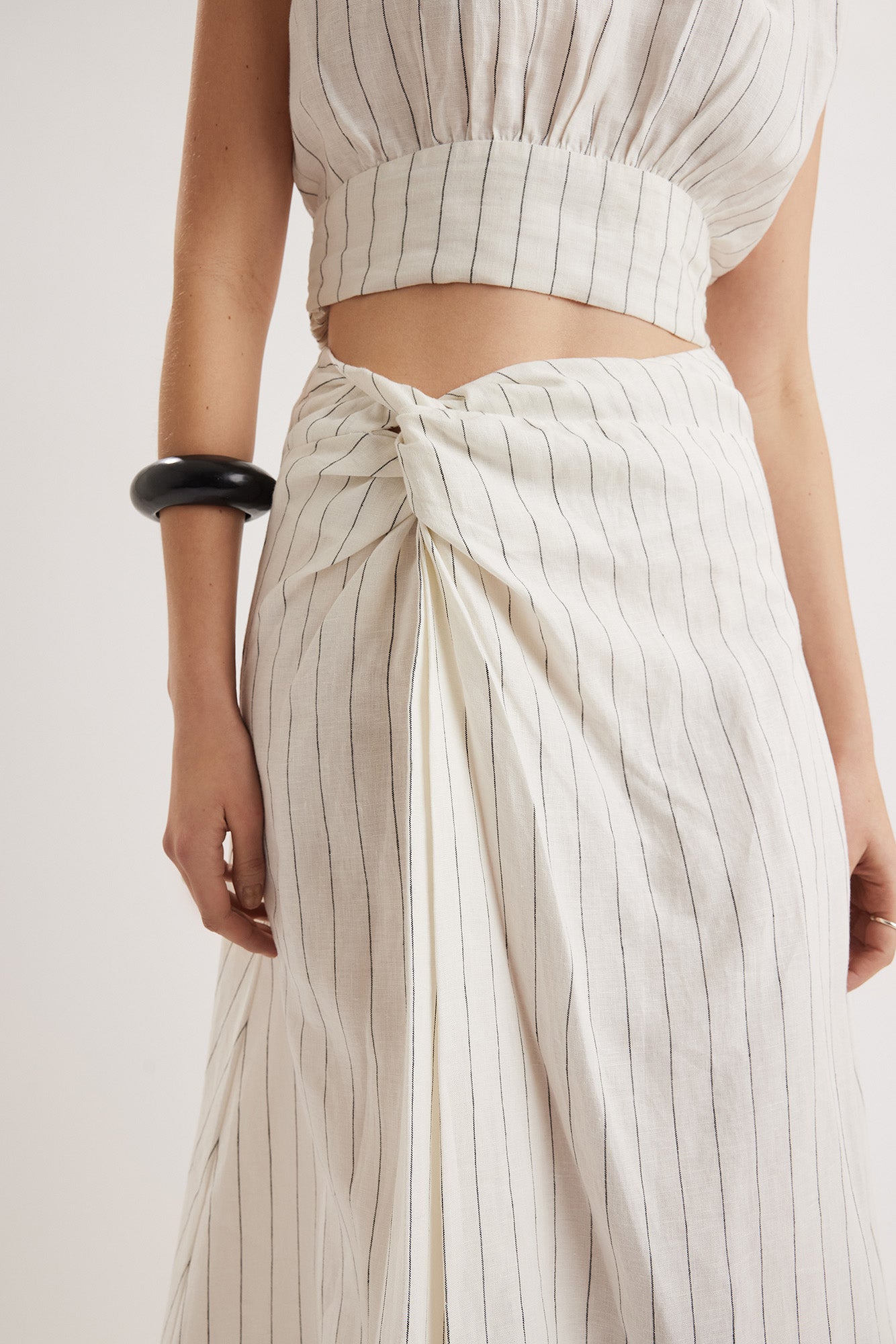 Mehar Skirt in Ivory Black Stripe