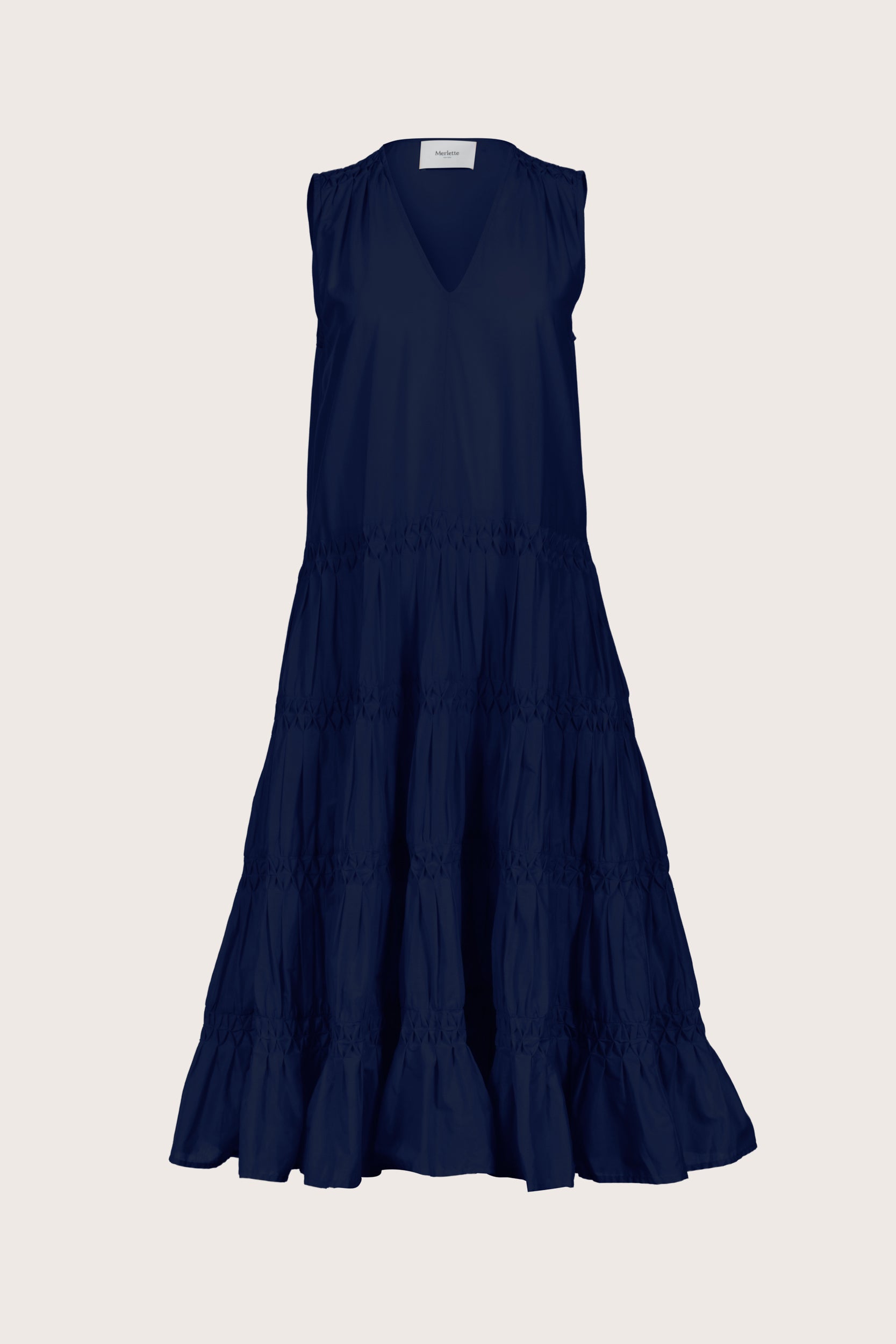 Wallis Smocked Dress in Navy