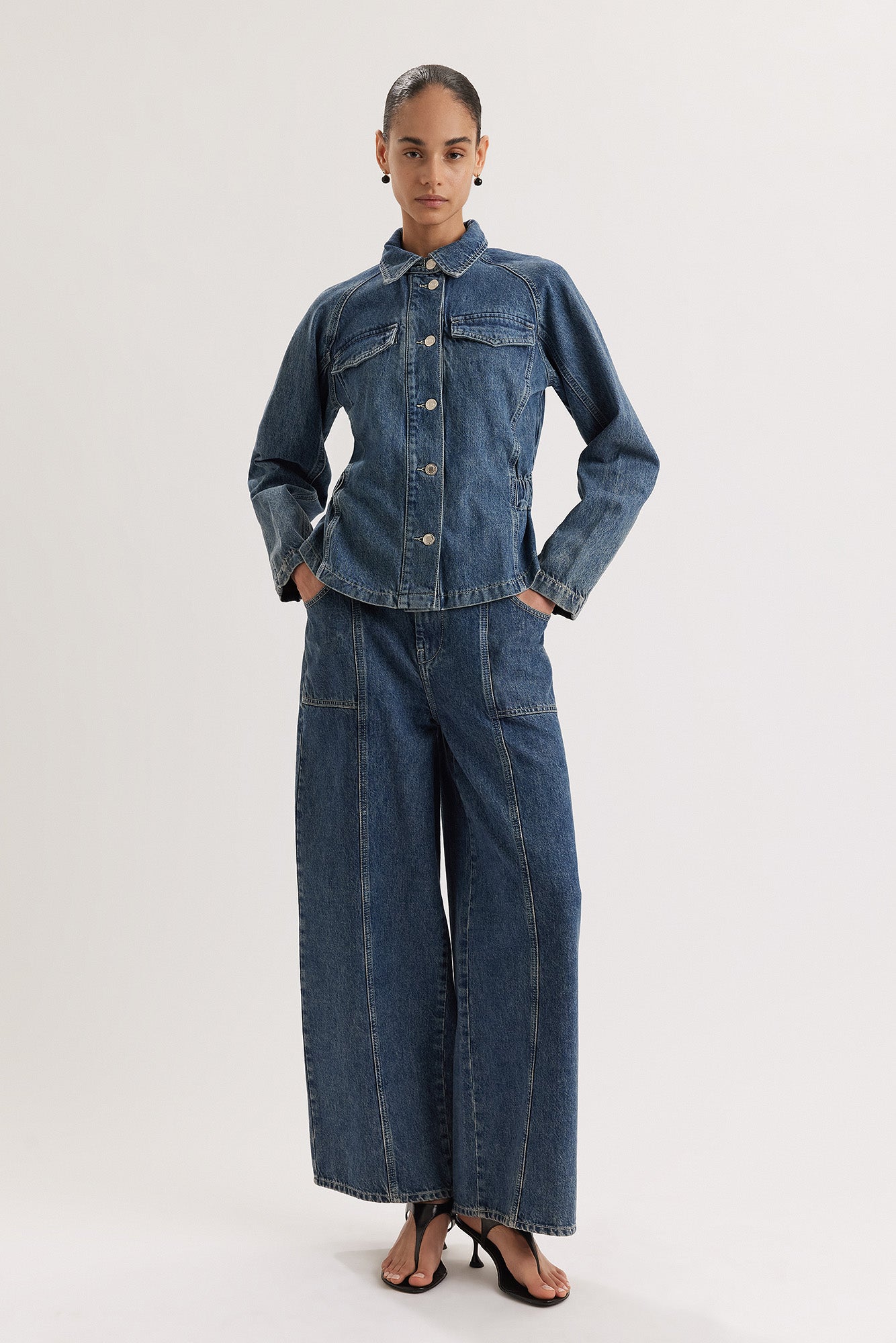 Rhea Jacket in Mid-Blue Wash