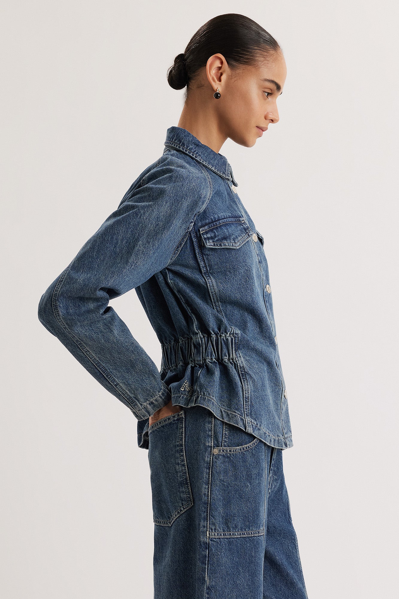 Rhea Jacket in Mid-Blue Wash