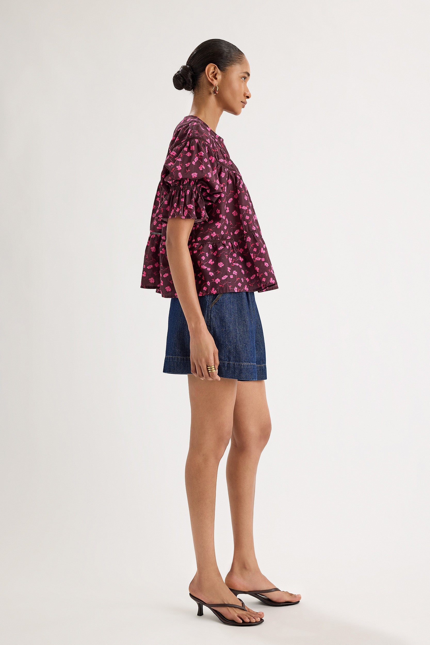 Sol Top in Berry Floral Print
