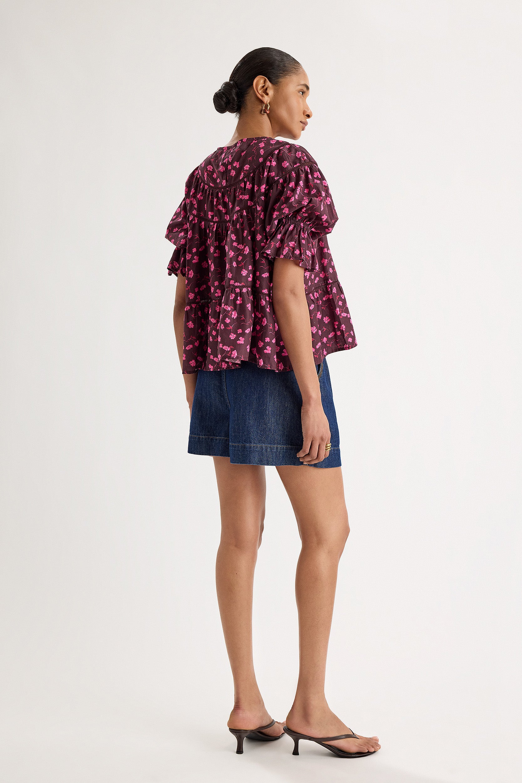 Sol Top in Berry Floral Print