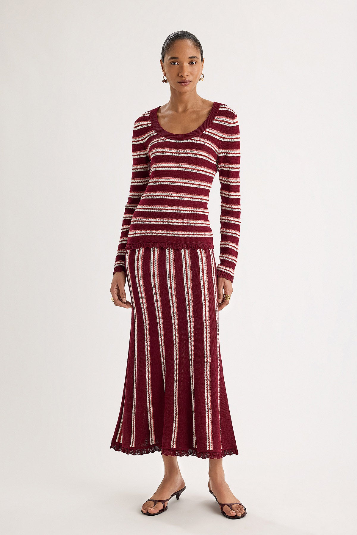 Nahua Skirt in Bordeaux Stripe