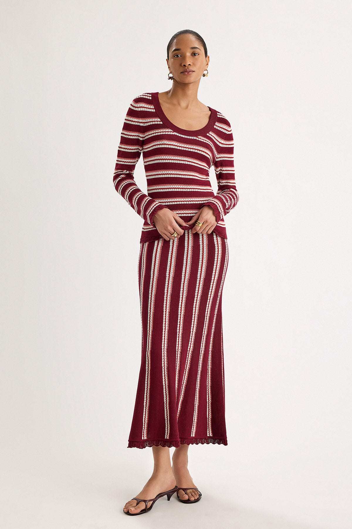 Izel Top in Bordeaux Stripe