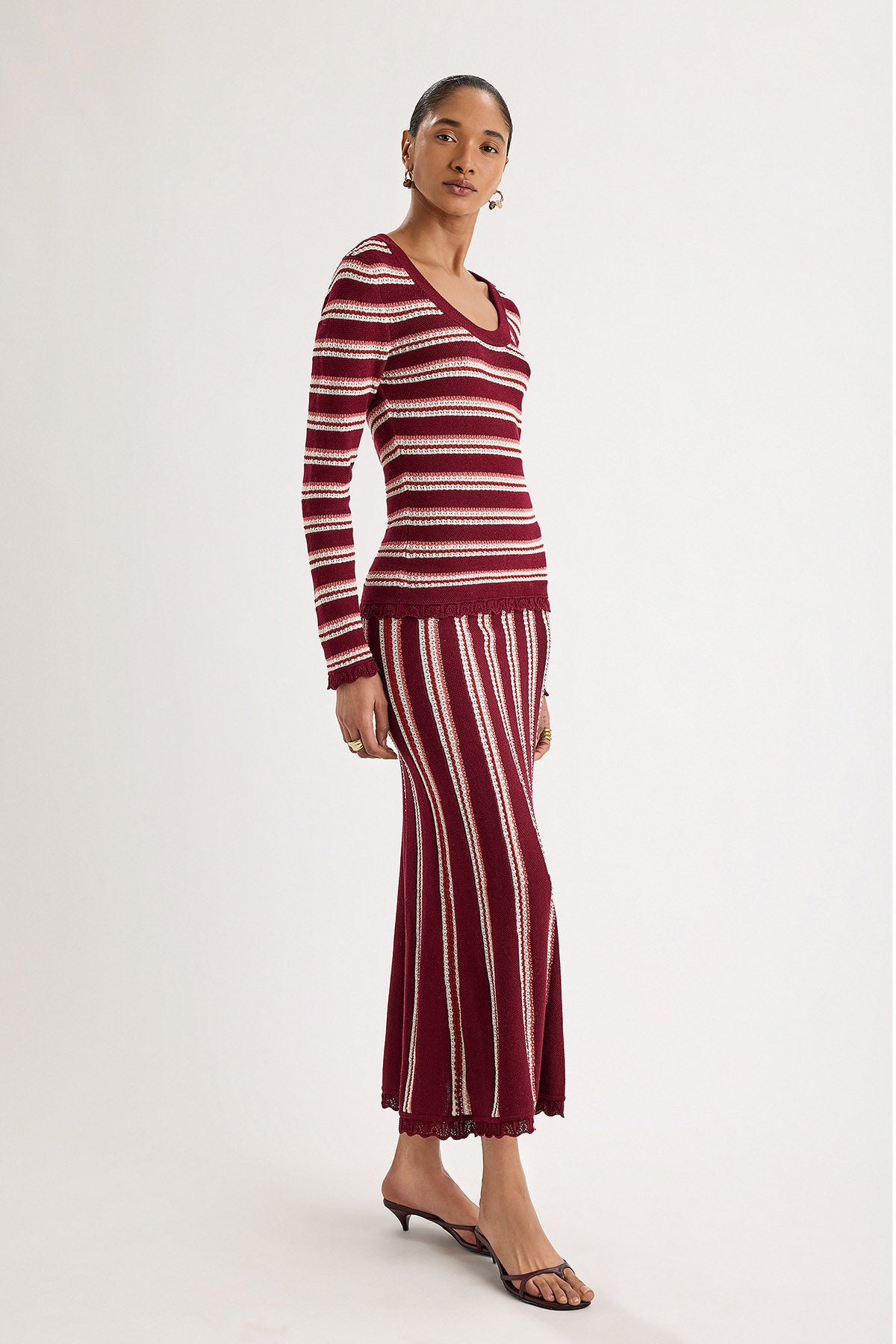 Izel Top in Bordeaux Stripe