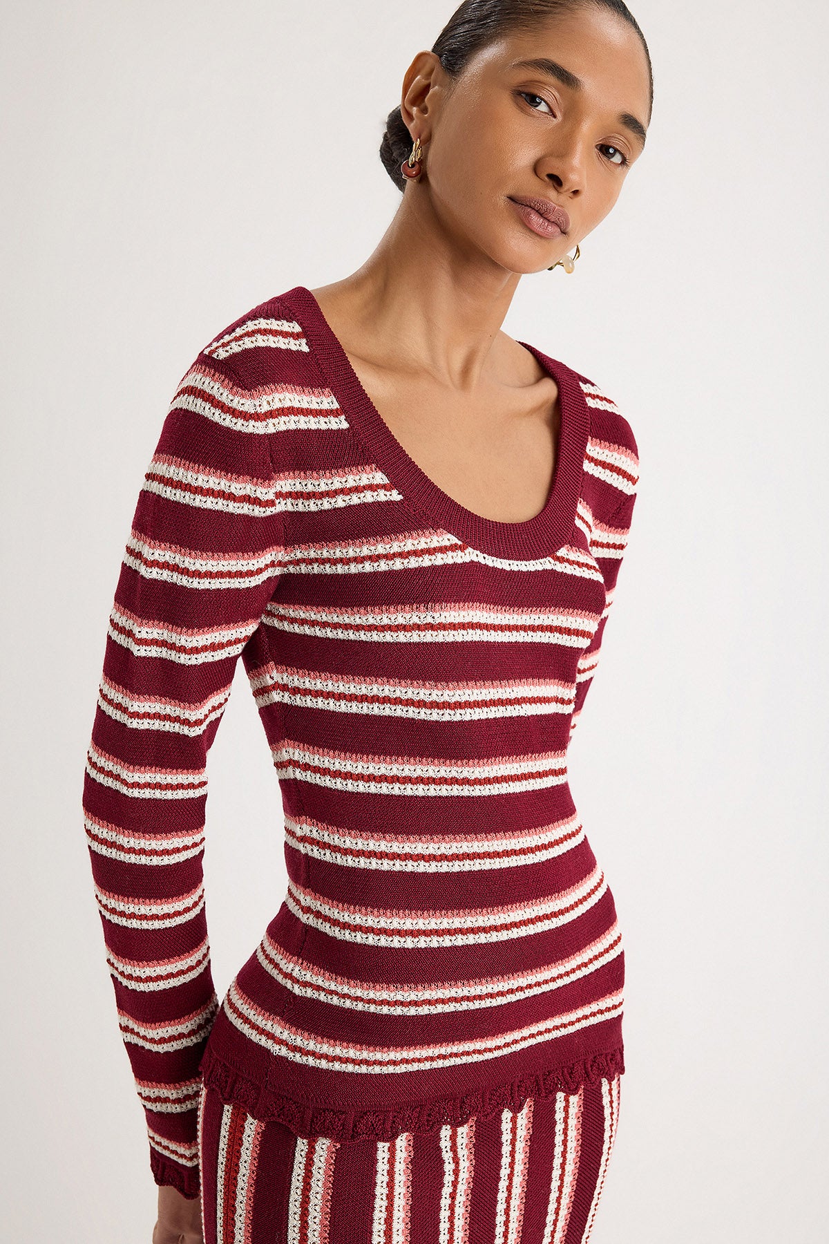 Izel Top in Bordeaux Stripe
