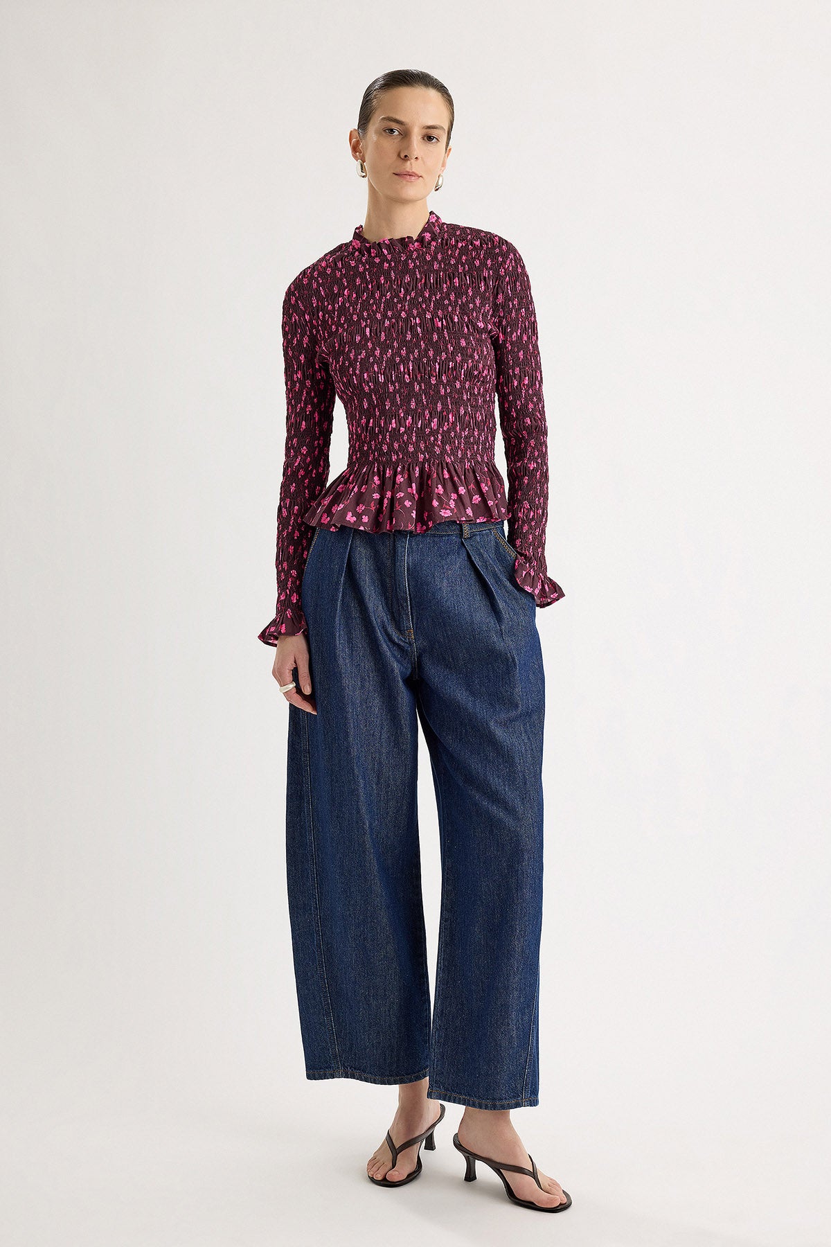 Norra Top in Berry Floral Print