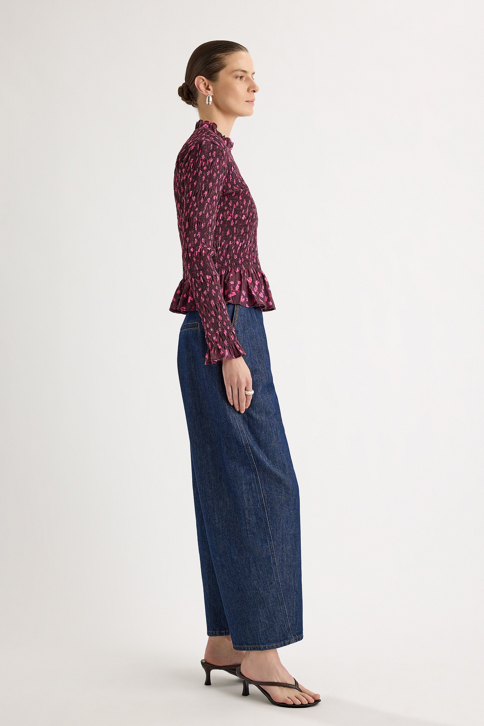 Norra Top in Berry Floral Print