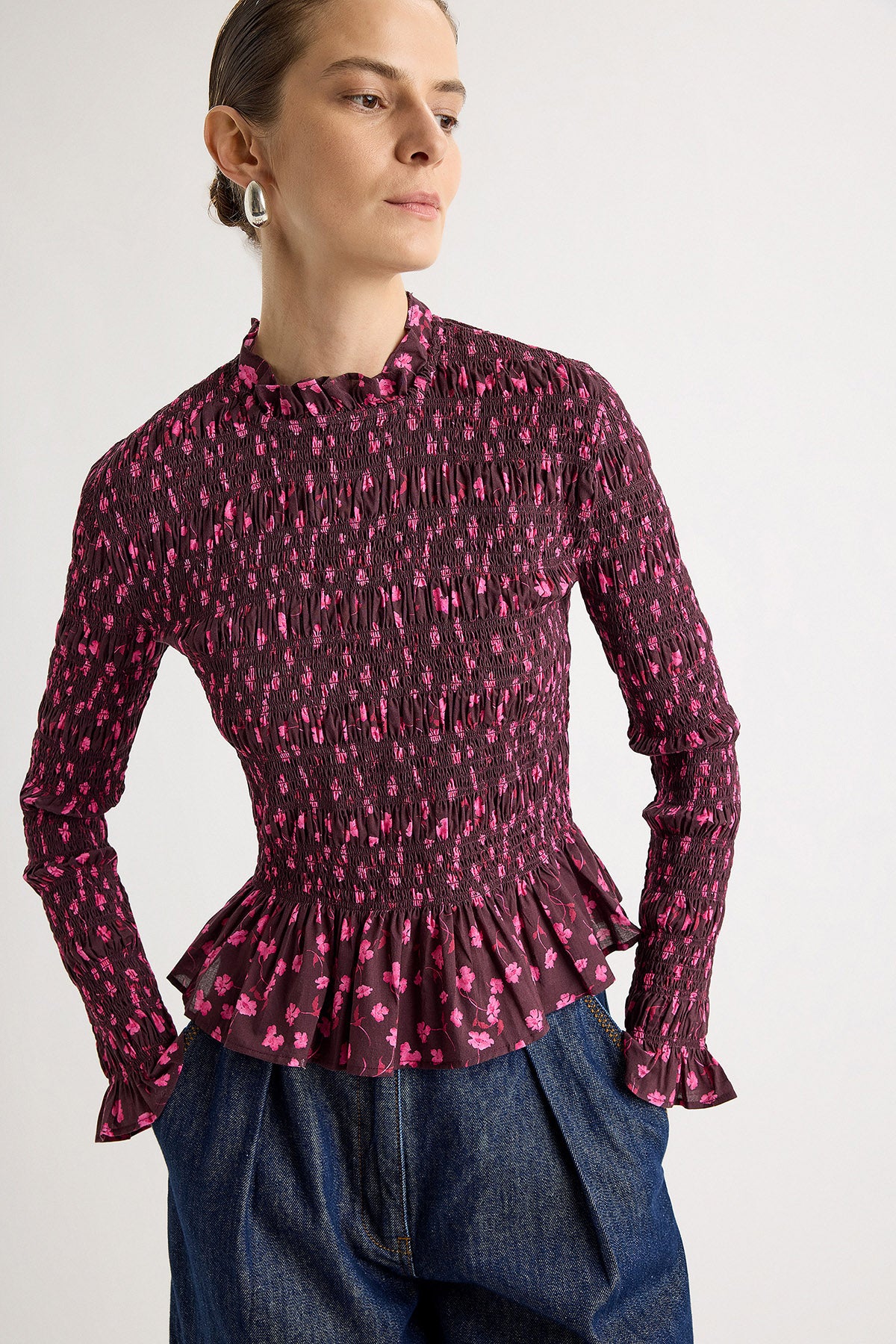 Norra Top in Berry Floral Print