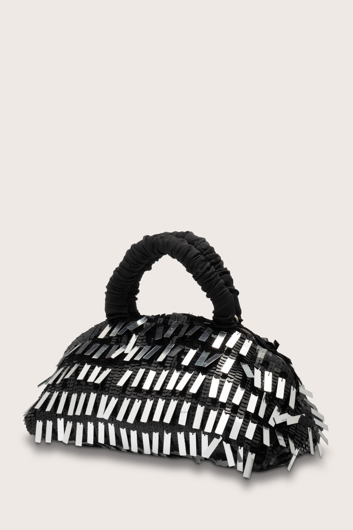 Lune Mini Sequin Bag in Black/Silver