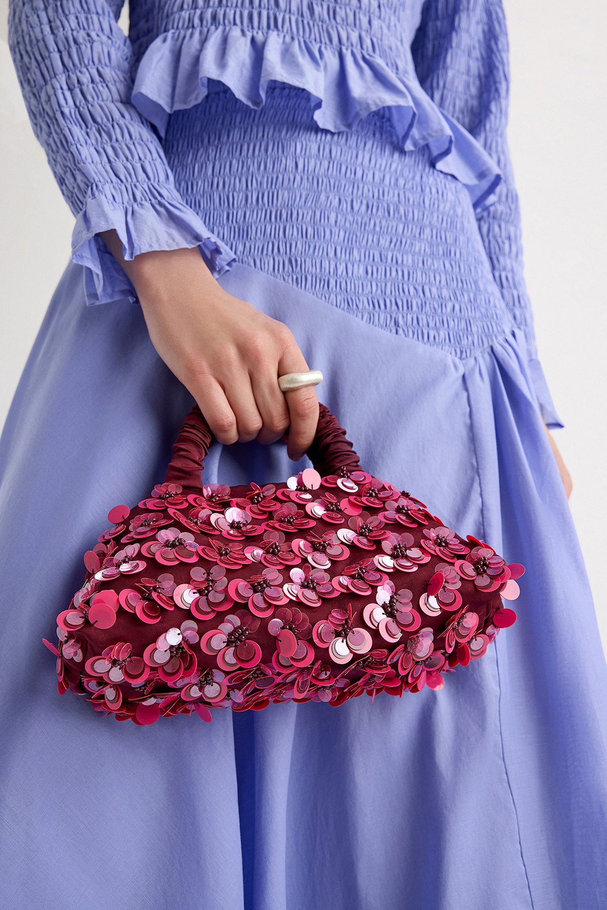 Lune Mini Embellished Bag in Bordeaux