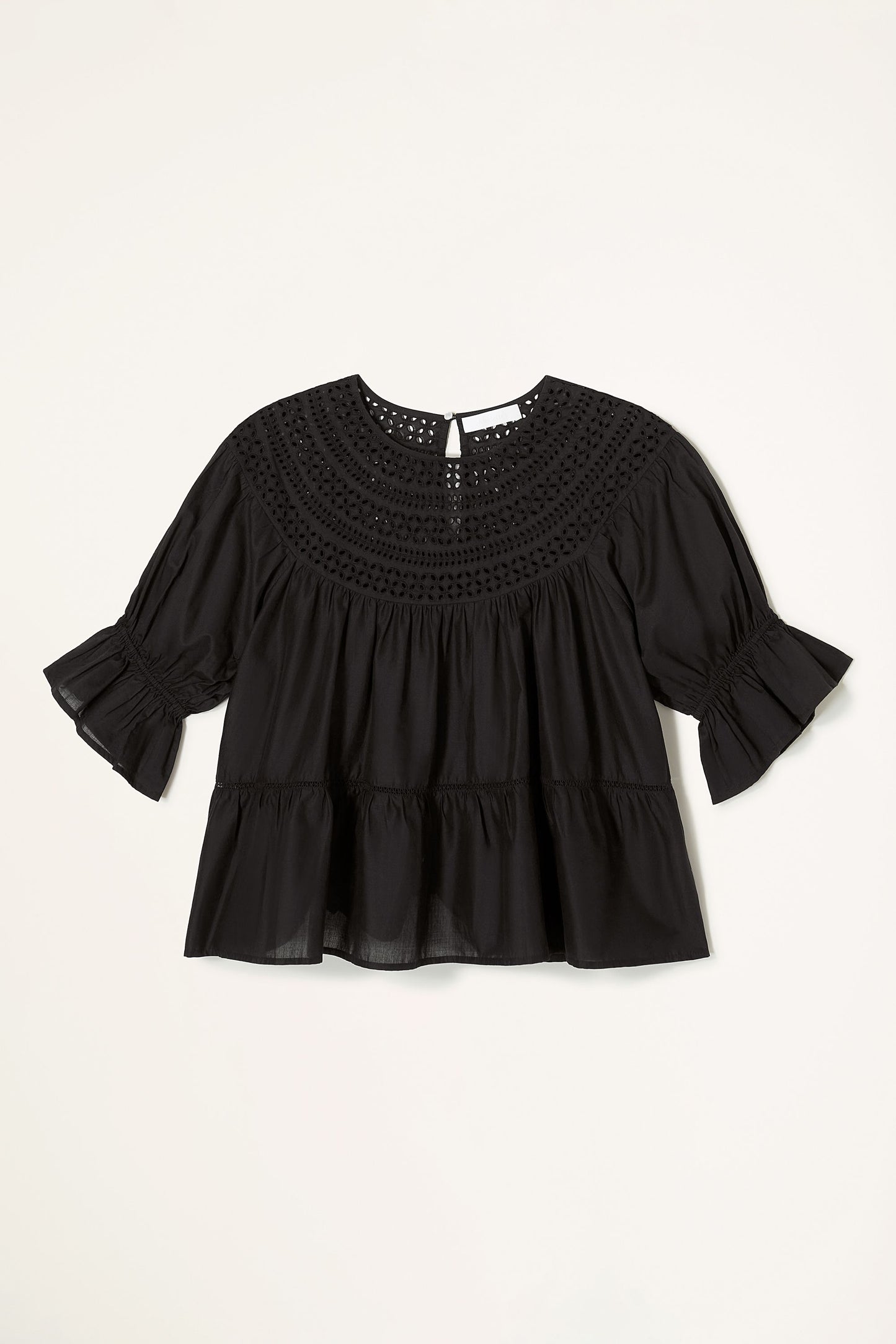 Sol Eyelet Top in Black