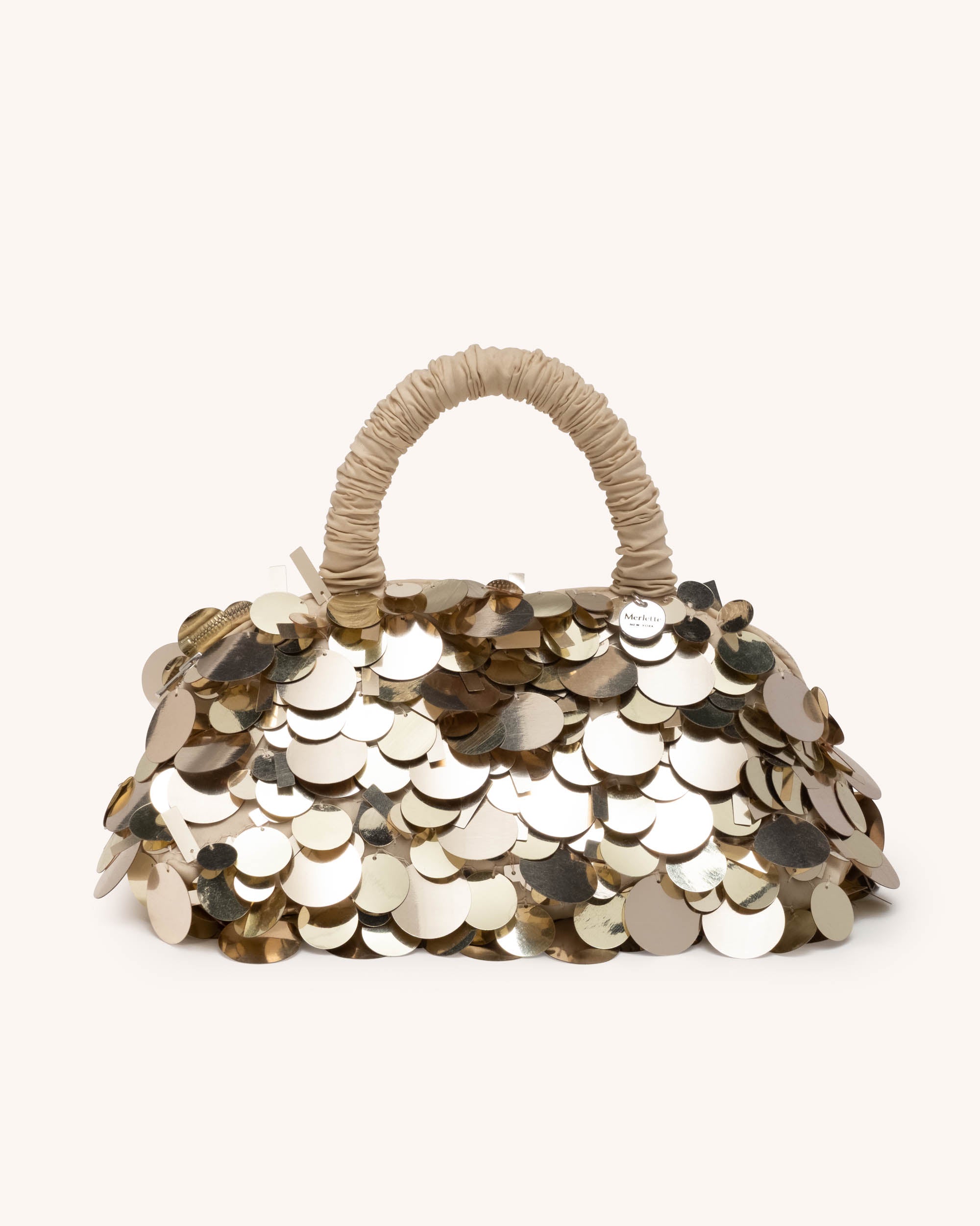 Lune Mini Sequin Bag in Soft Gold