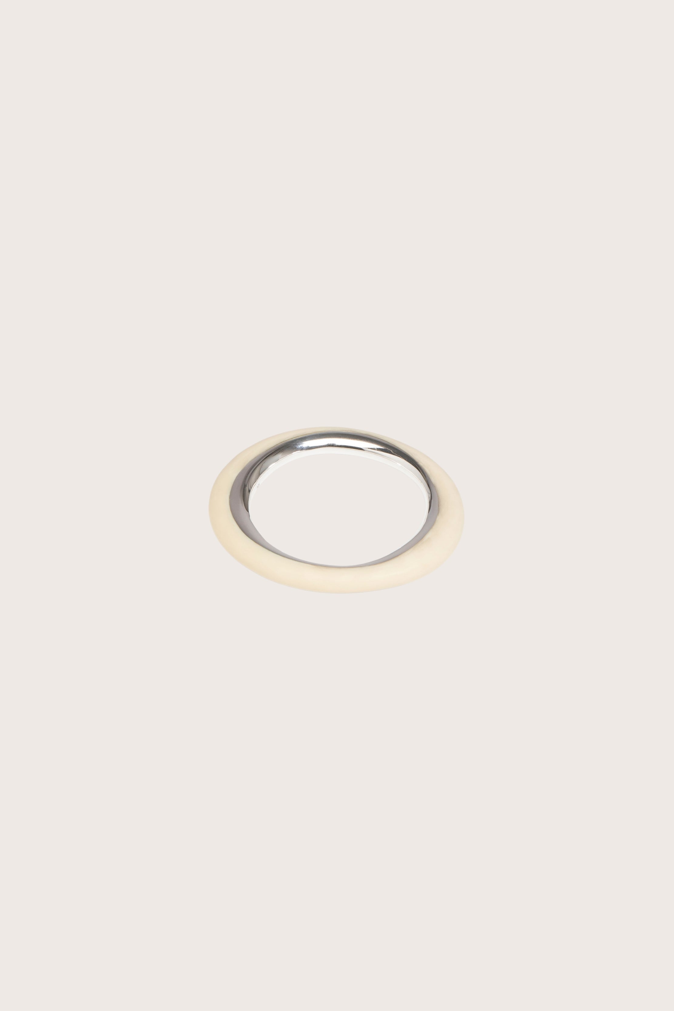 Drift Duo Wishbone Bangle in Cream / Silver