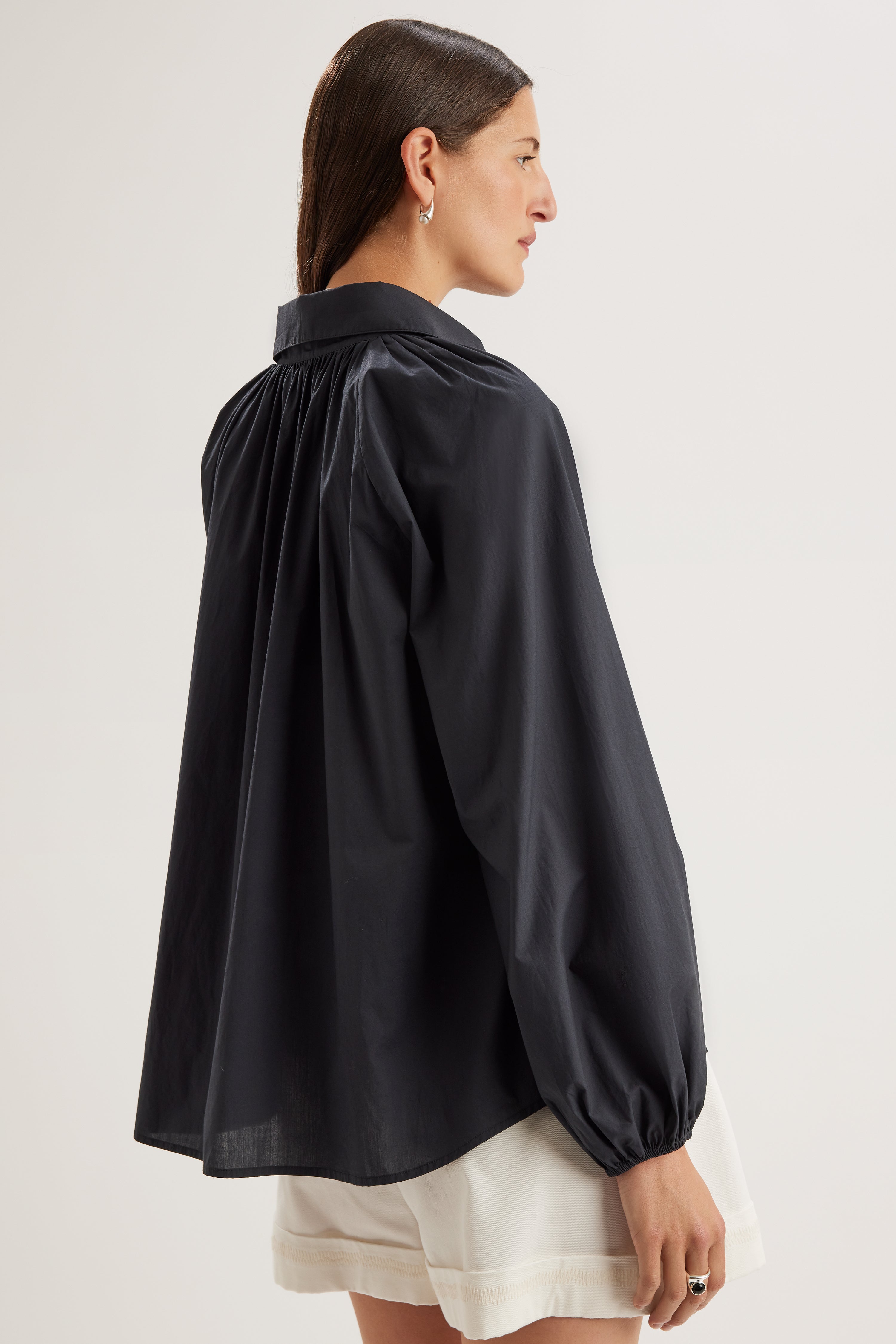 Tiana Poplin Top in Black