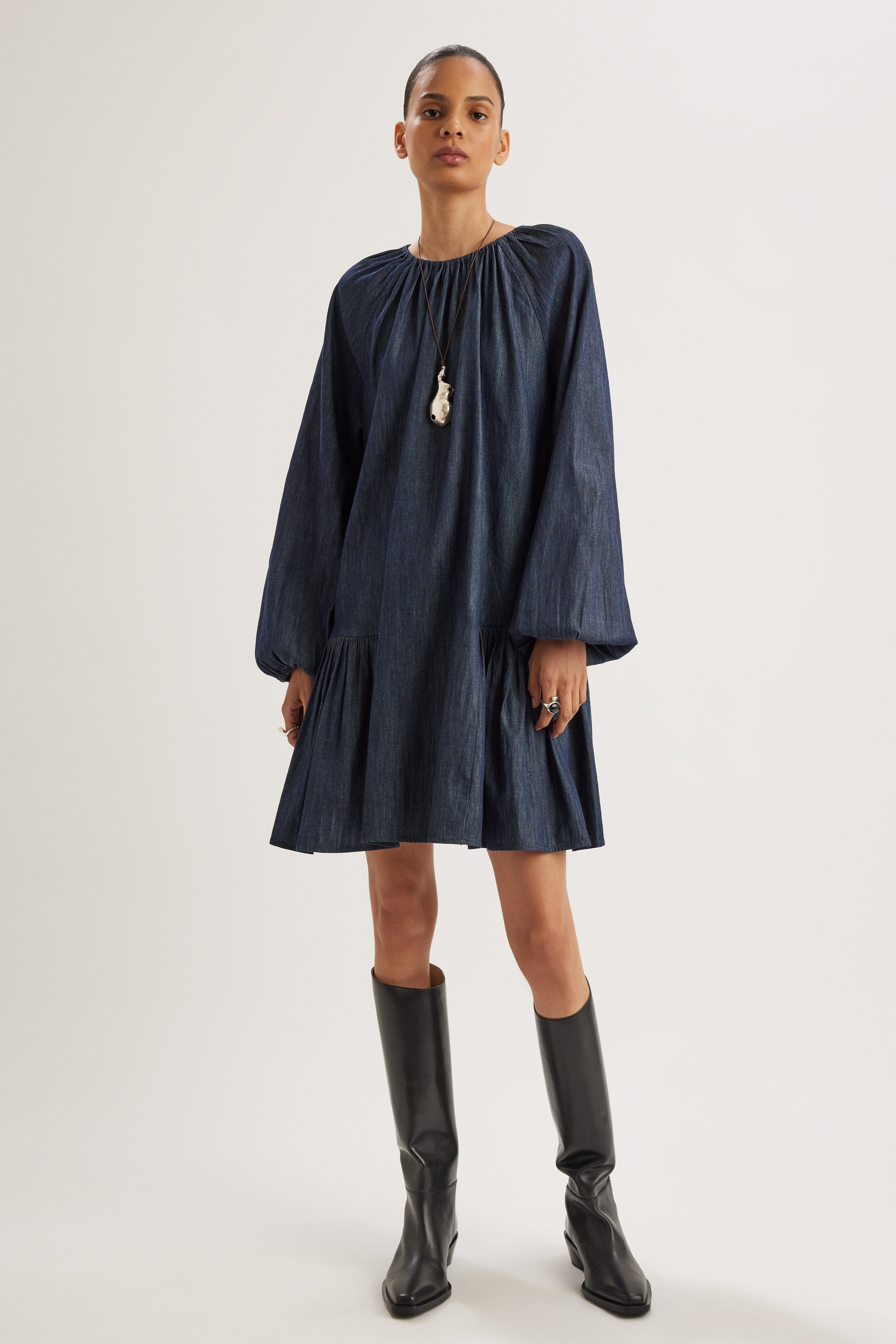 Seymour Dress in Dark Denim