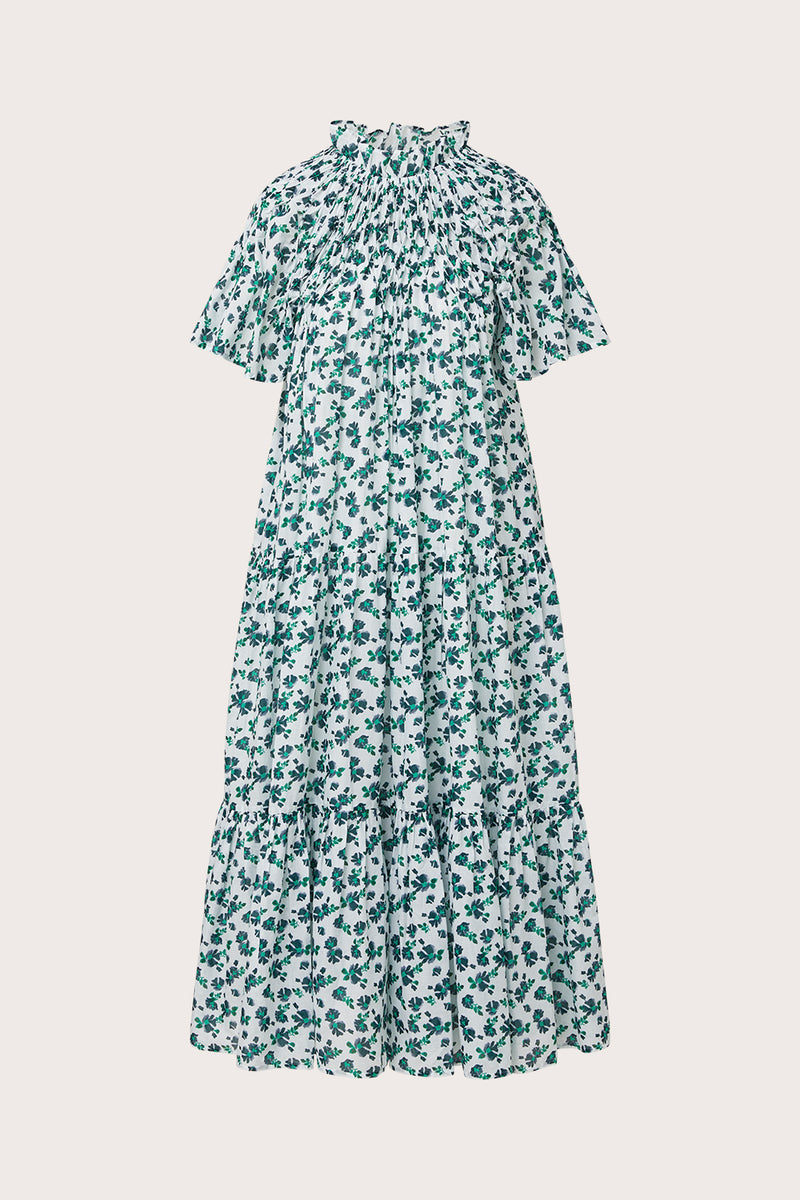 Bejart Dress in Navy Green Floral Print