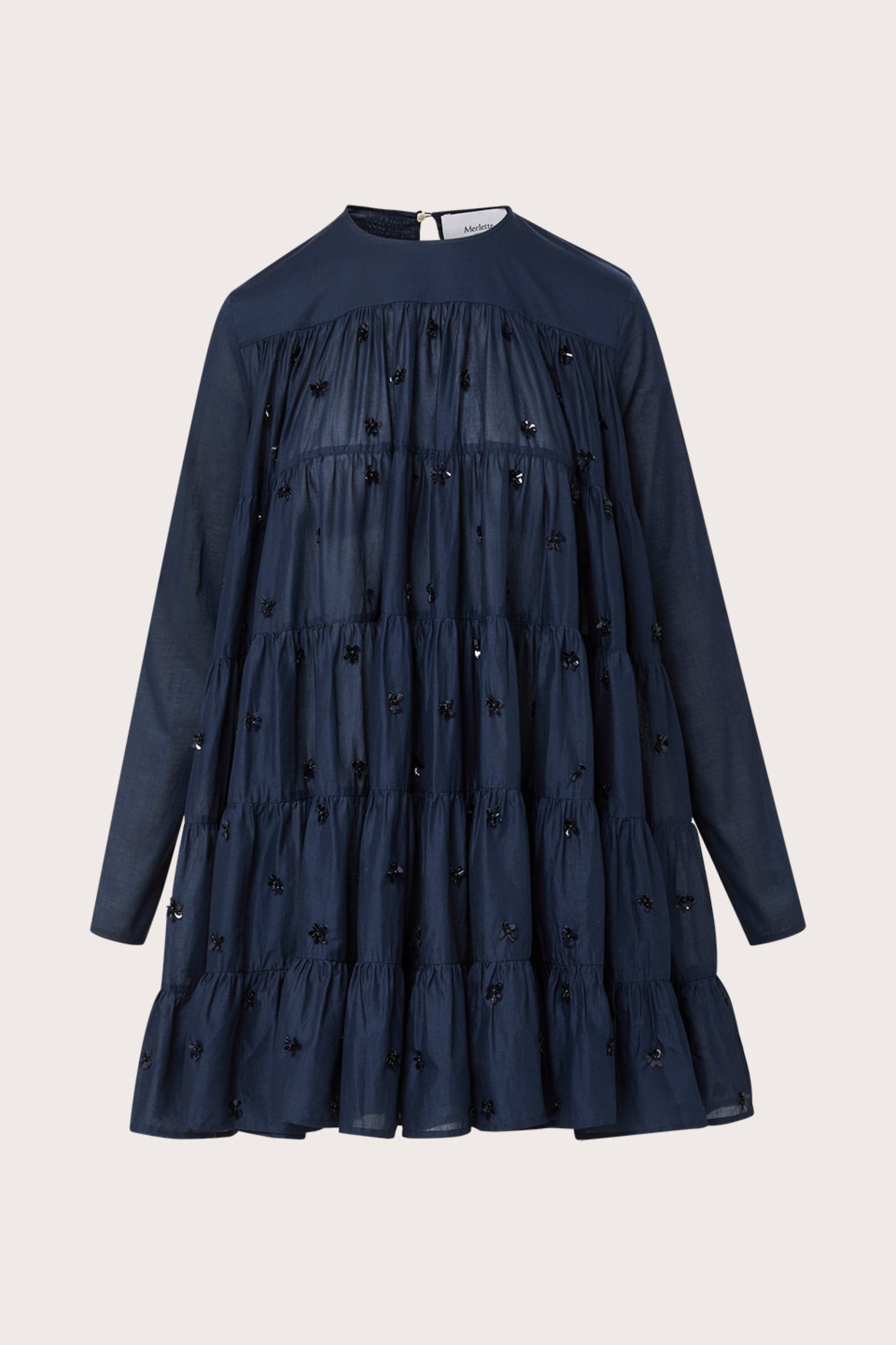 Soliman Embellished Dress in Navy | Merlette