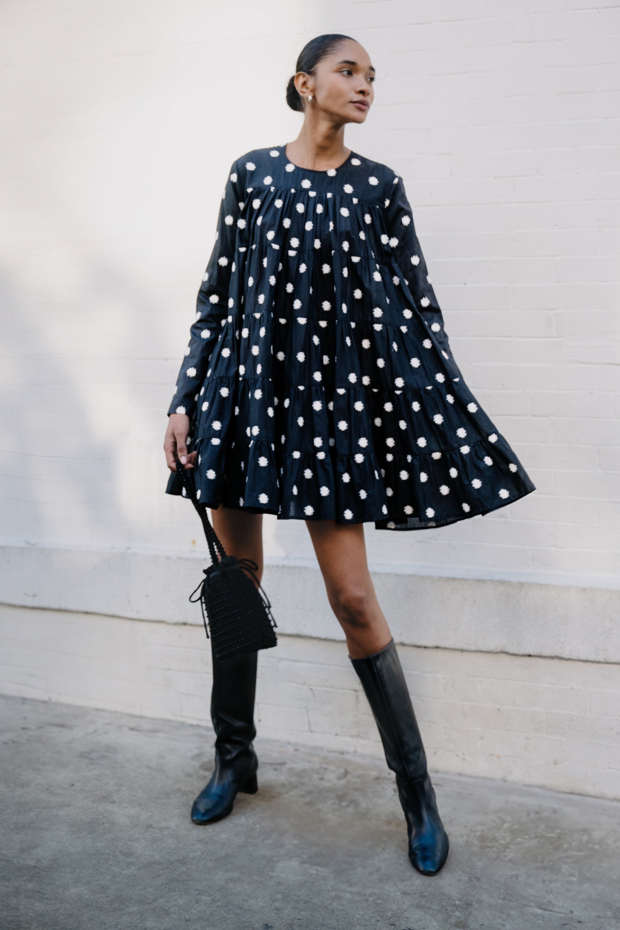 Soliman Dress in Ikat Emb Dot