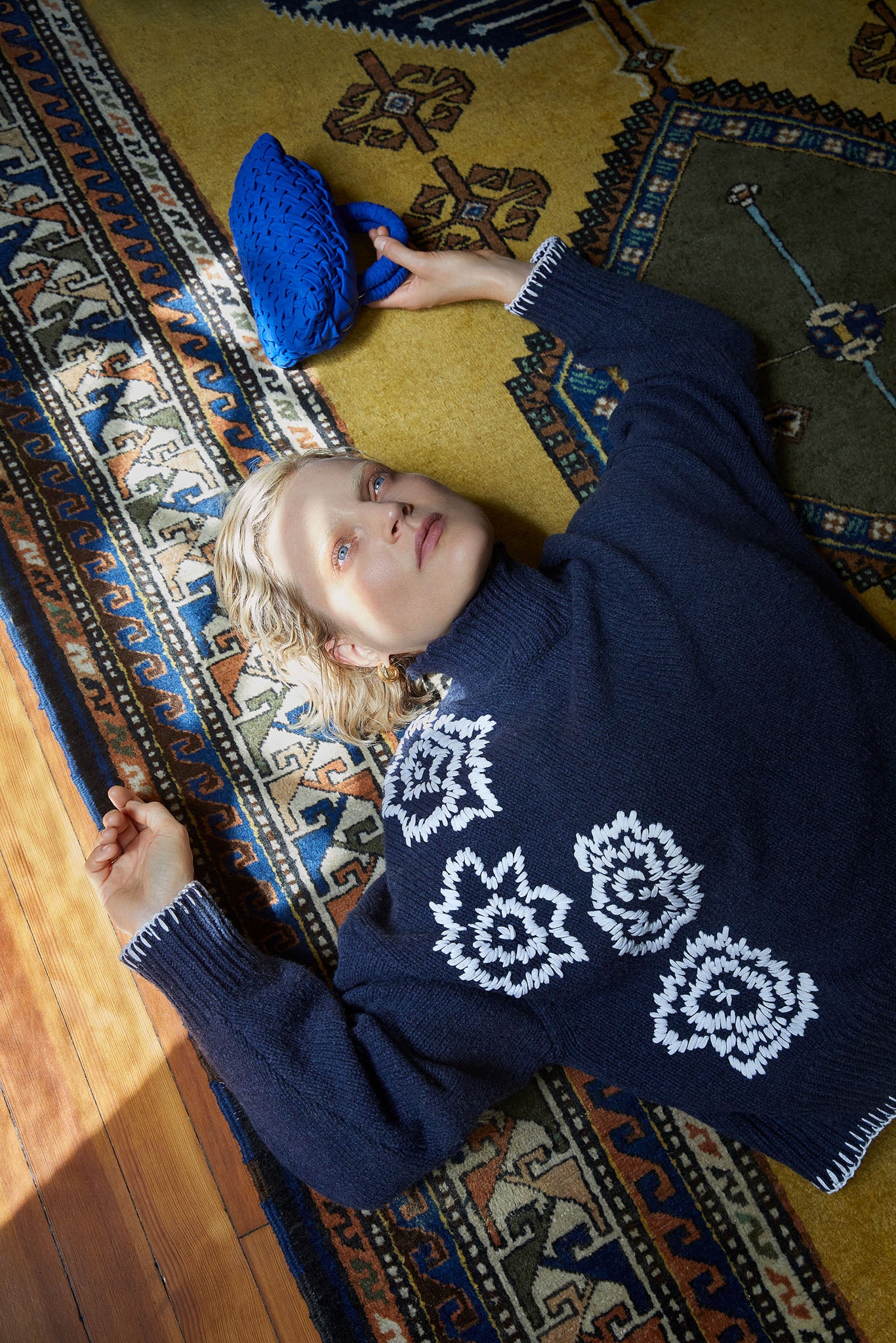 Lulea Sweater in Navy Ivory Emb