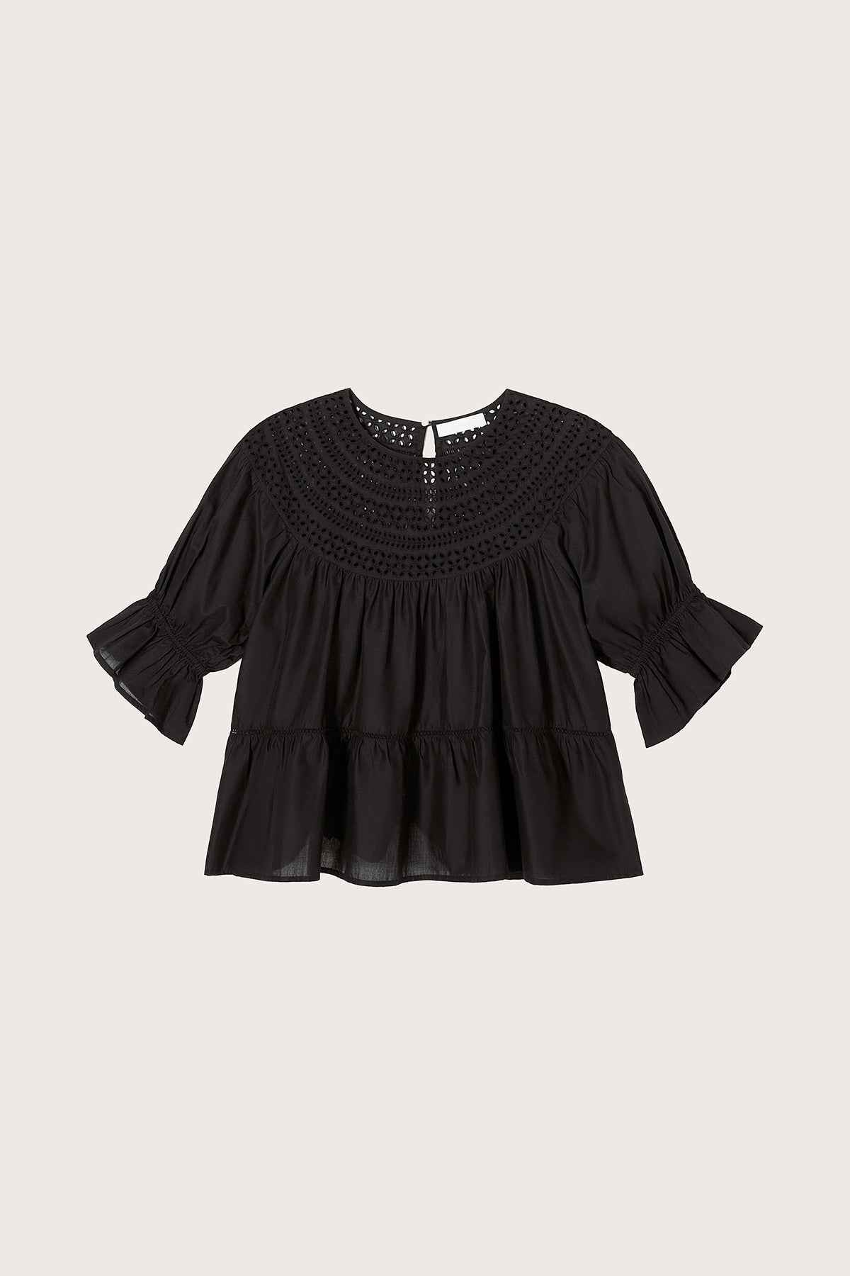 Sol Eyelet Top in Black