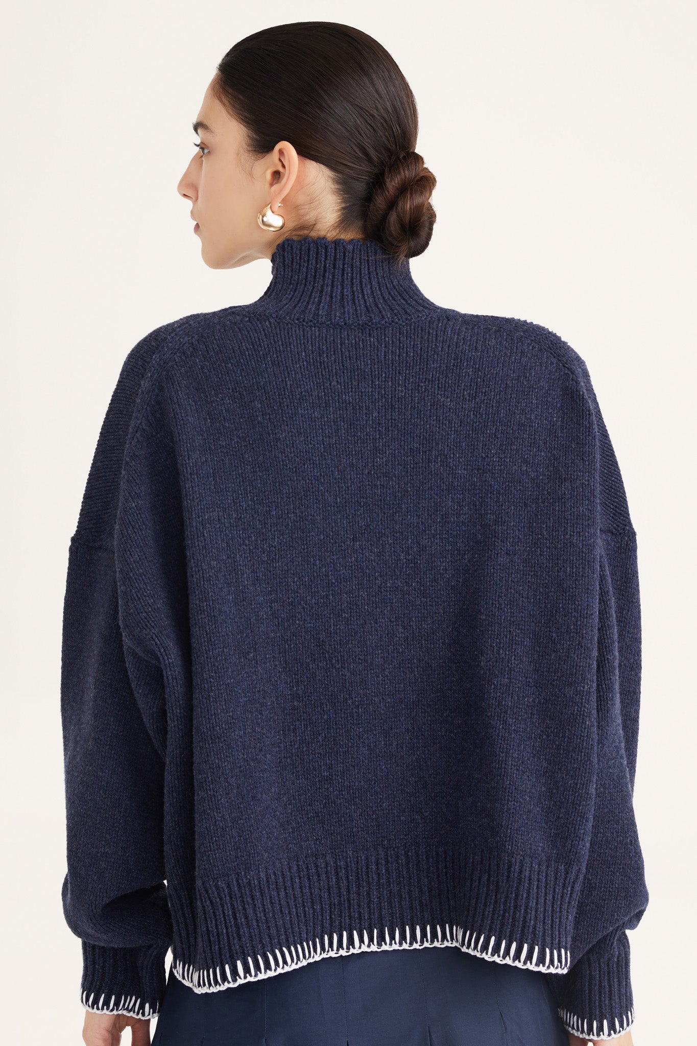 Lulea Sweater in Navy Ivory Emb