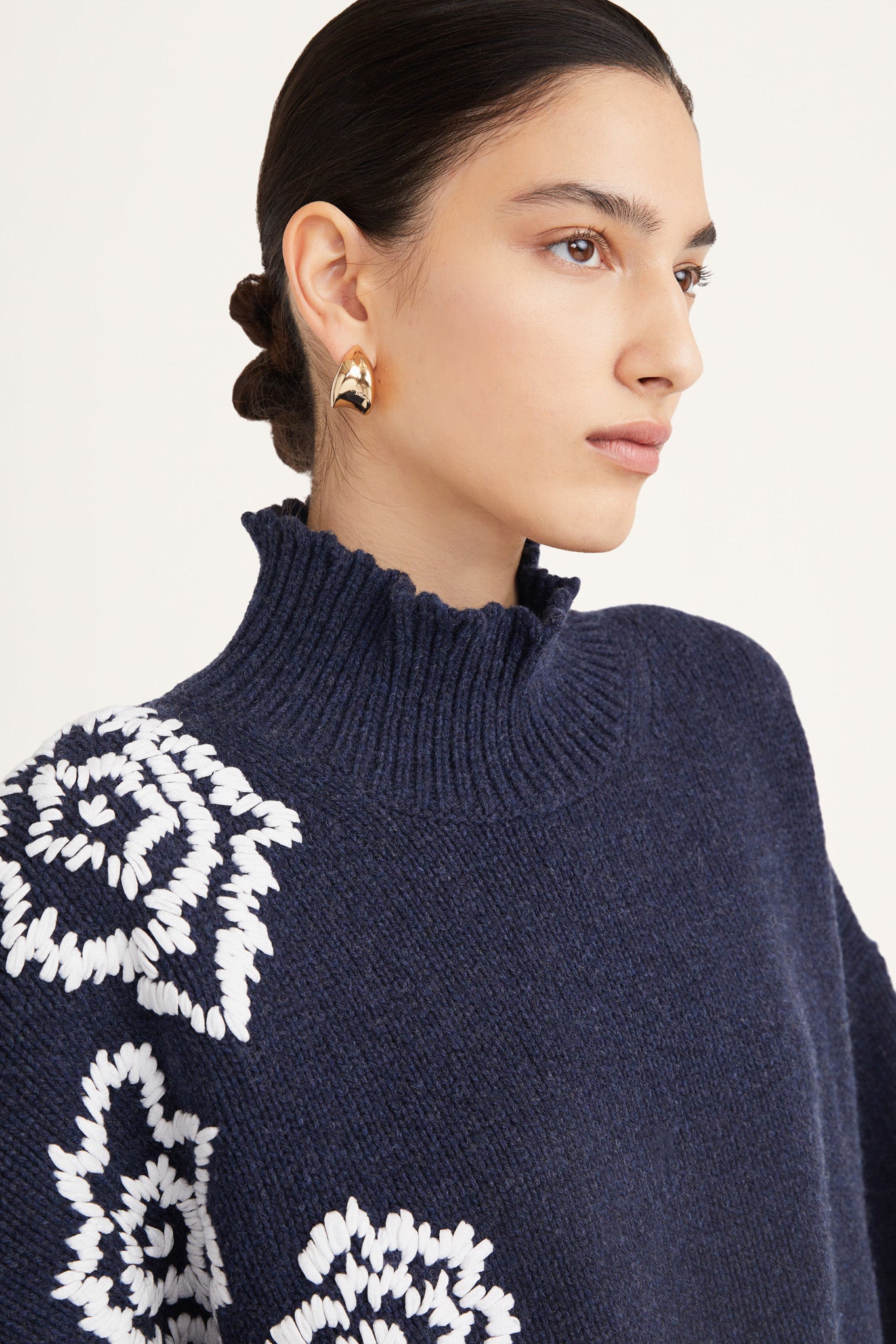 Lulea Sweater in Navy Ivory Emb