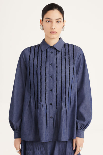 Shorewood Top in Dark Chambray