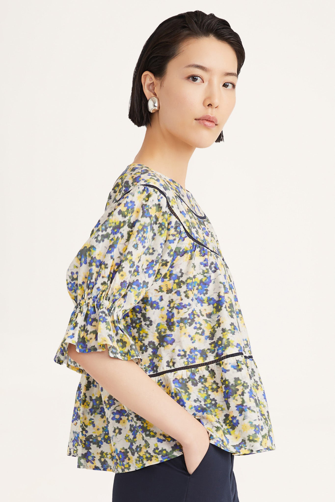 Sol Top in Blue Floral Print