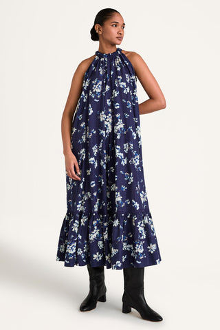 Shop Merlette Celestia Dress In Indigo Floral Print