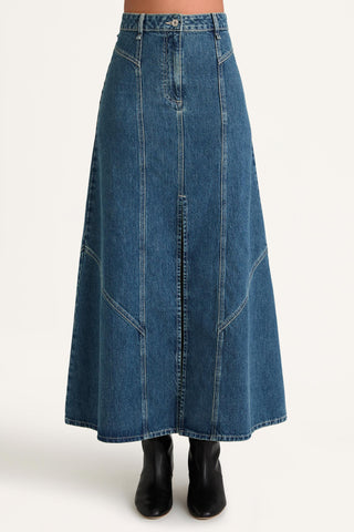 Merlette Melody Skirt In Mid-blue Wash