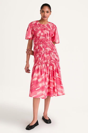 Seraphine Dress in Pink Patchwork Print