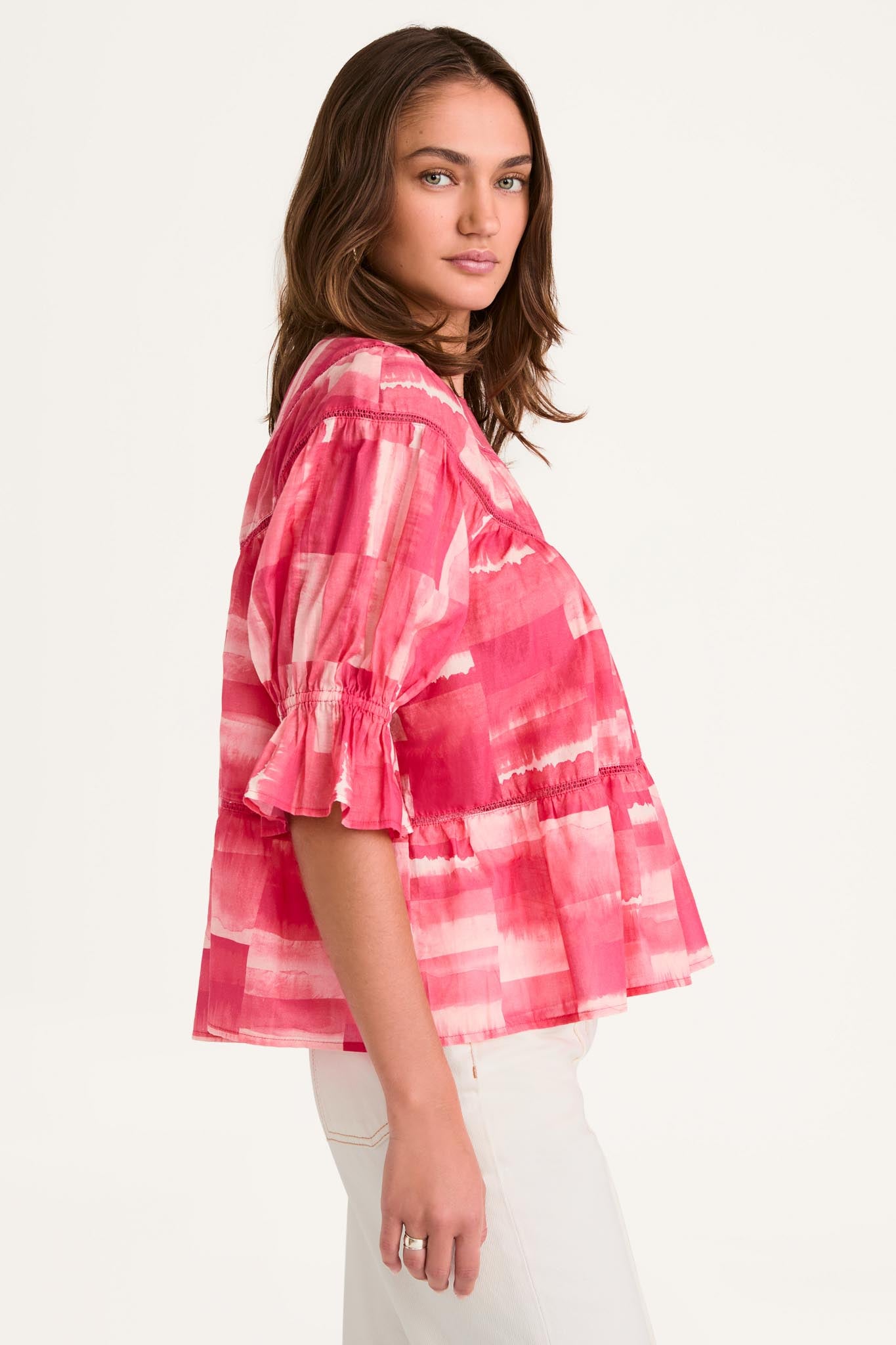 Sol Top in Pink Patchwork Print