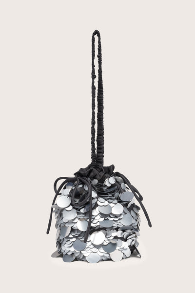 Deco Emb Pouch in Silver Black