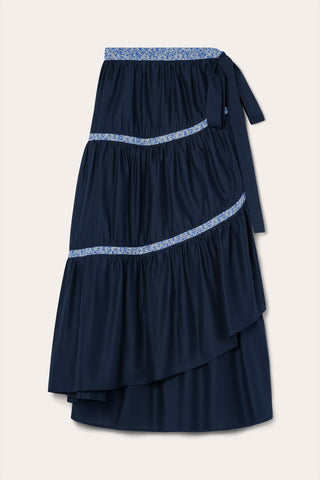 Shop Merlette Prins Skirt In Navy/liberty Blue Print In Navy And Liberty Blue Print