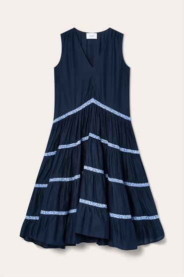 Wallis Dress in Navy/Liberty Blue Print