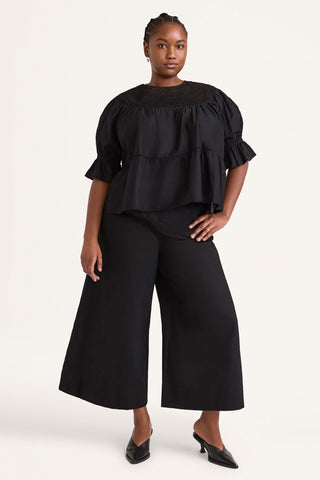 Merlette Sol Eyelet Top In Black In Black